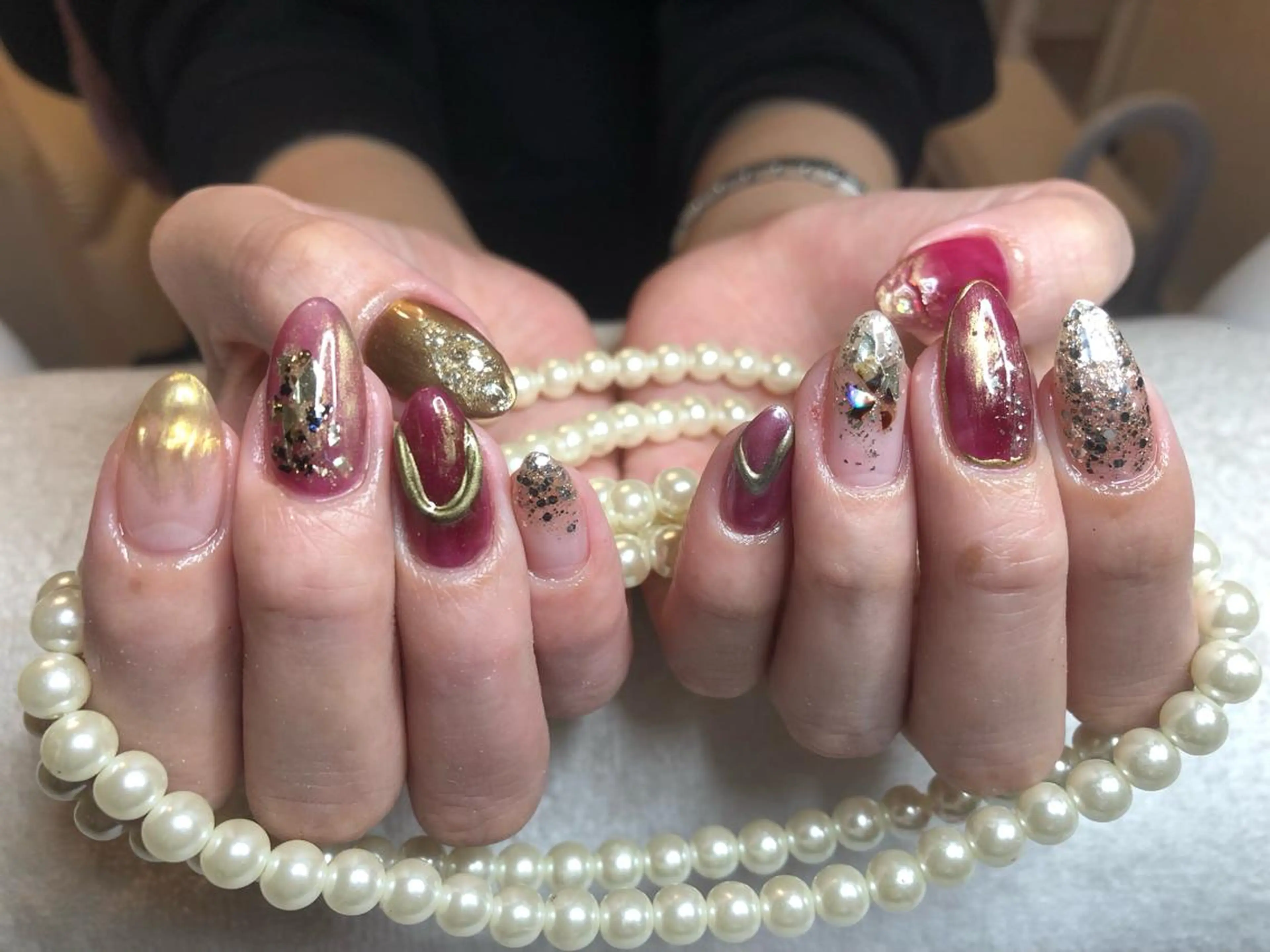 セミロング ネイル ハンドネイル 長さ出し専門 nynaのネイルデザイン