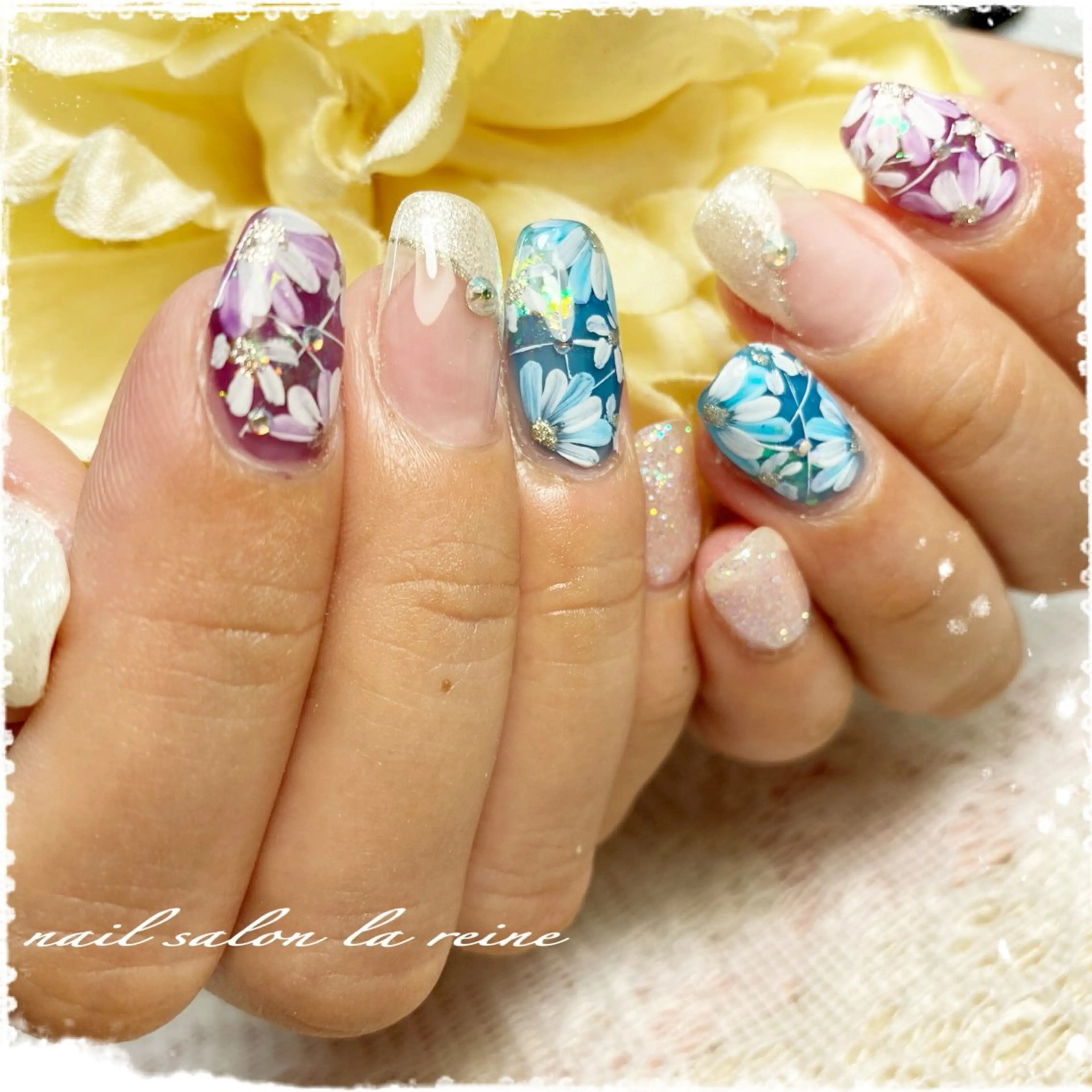 ネイル アートネイル フラワーネイル ハンドネイル nail salon  la reine所属・nail salon la reineのネイルデザイン