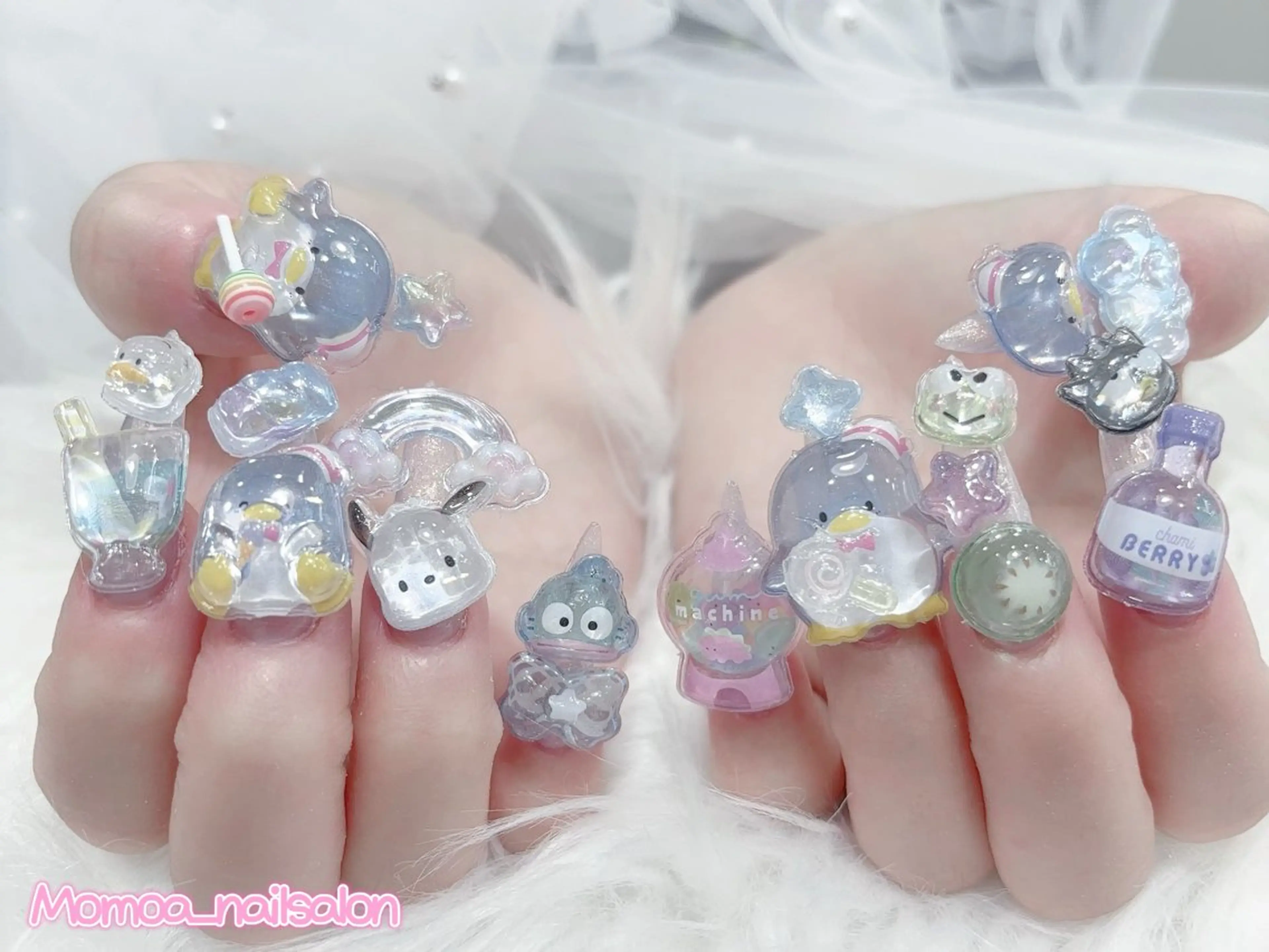 ネイル キラキラネイル スカルプネイル ハンドネイル MoMoA Nail ネイル長さ出し専門店のネイルデザイン