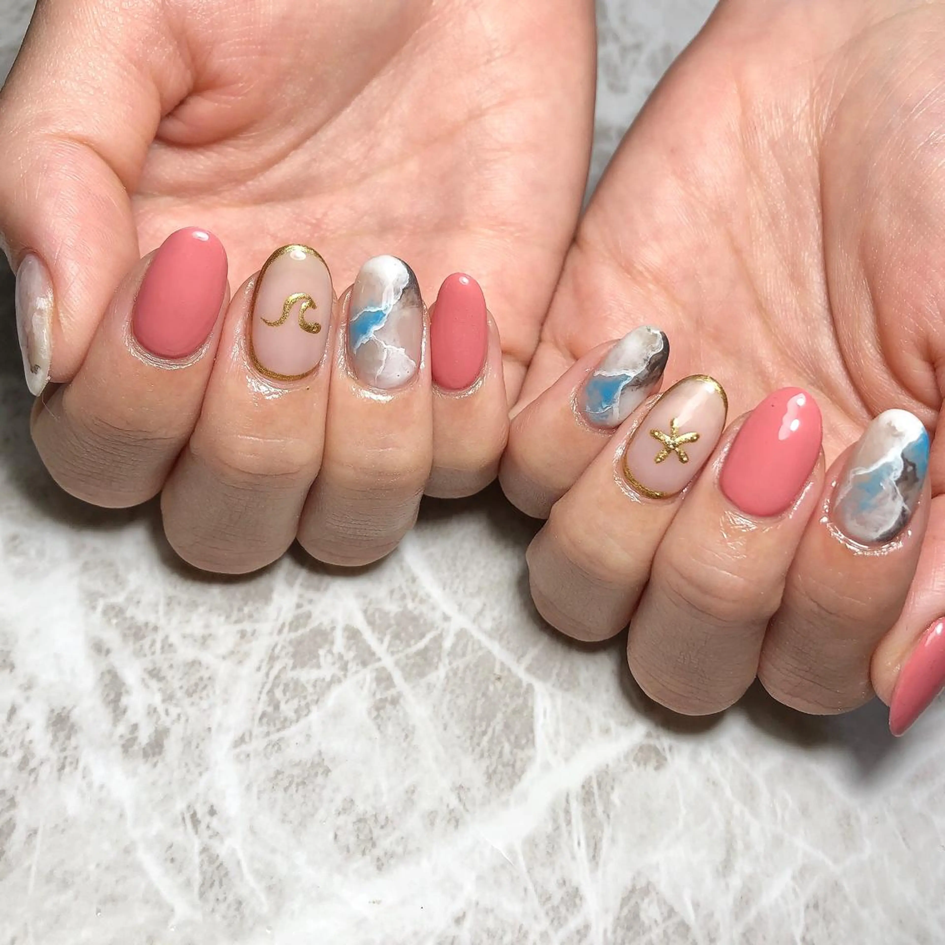 ネイル ジェルネイル ニュアンスネイル 夏ネイル しば まなみのネイルデザイン