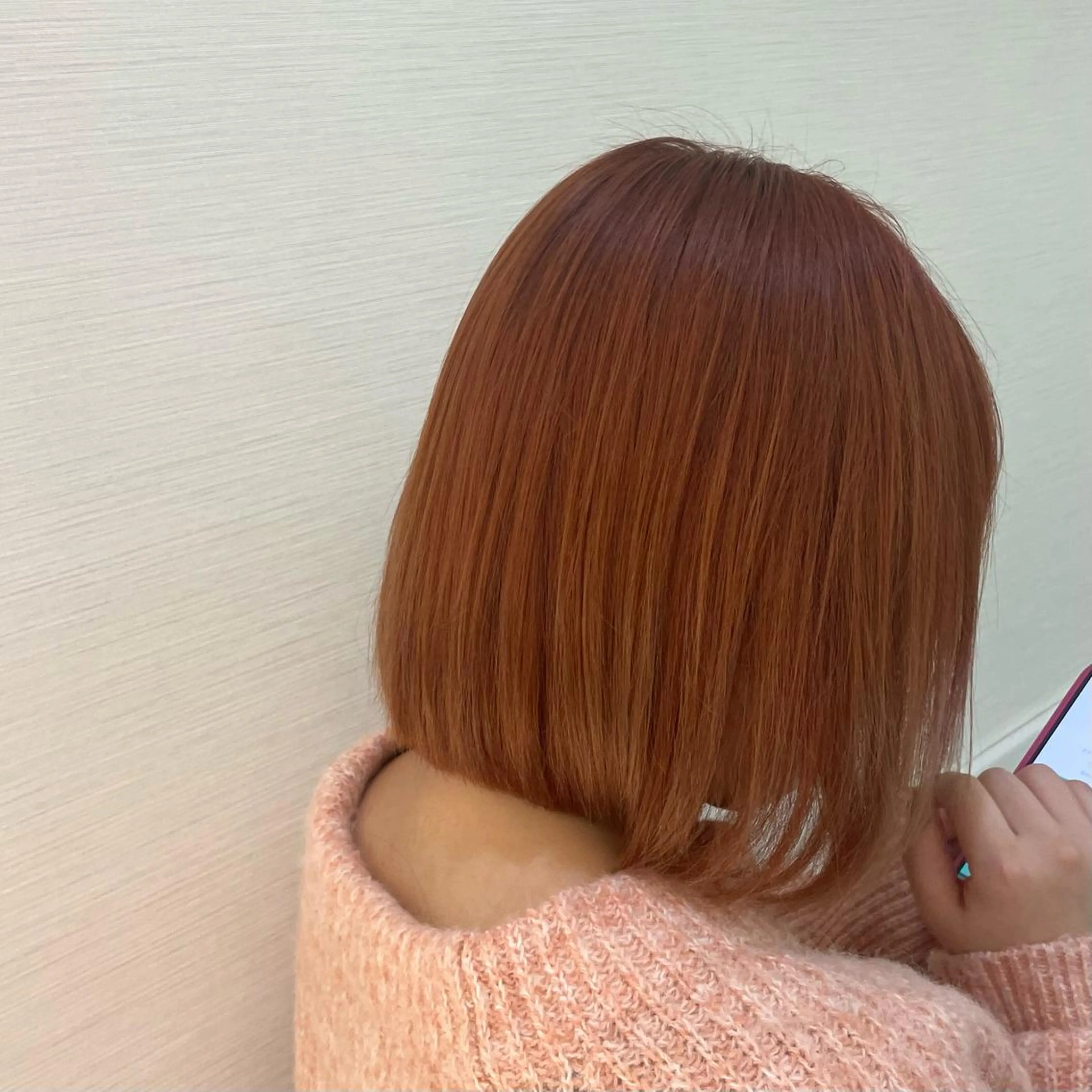 ミディアム カラー ブリーチ オレンジ カット ヘアカラー 韓国/透明感カラー さなのヘアスタイル
