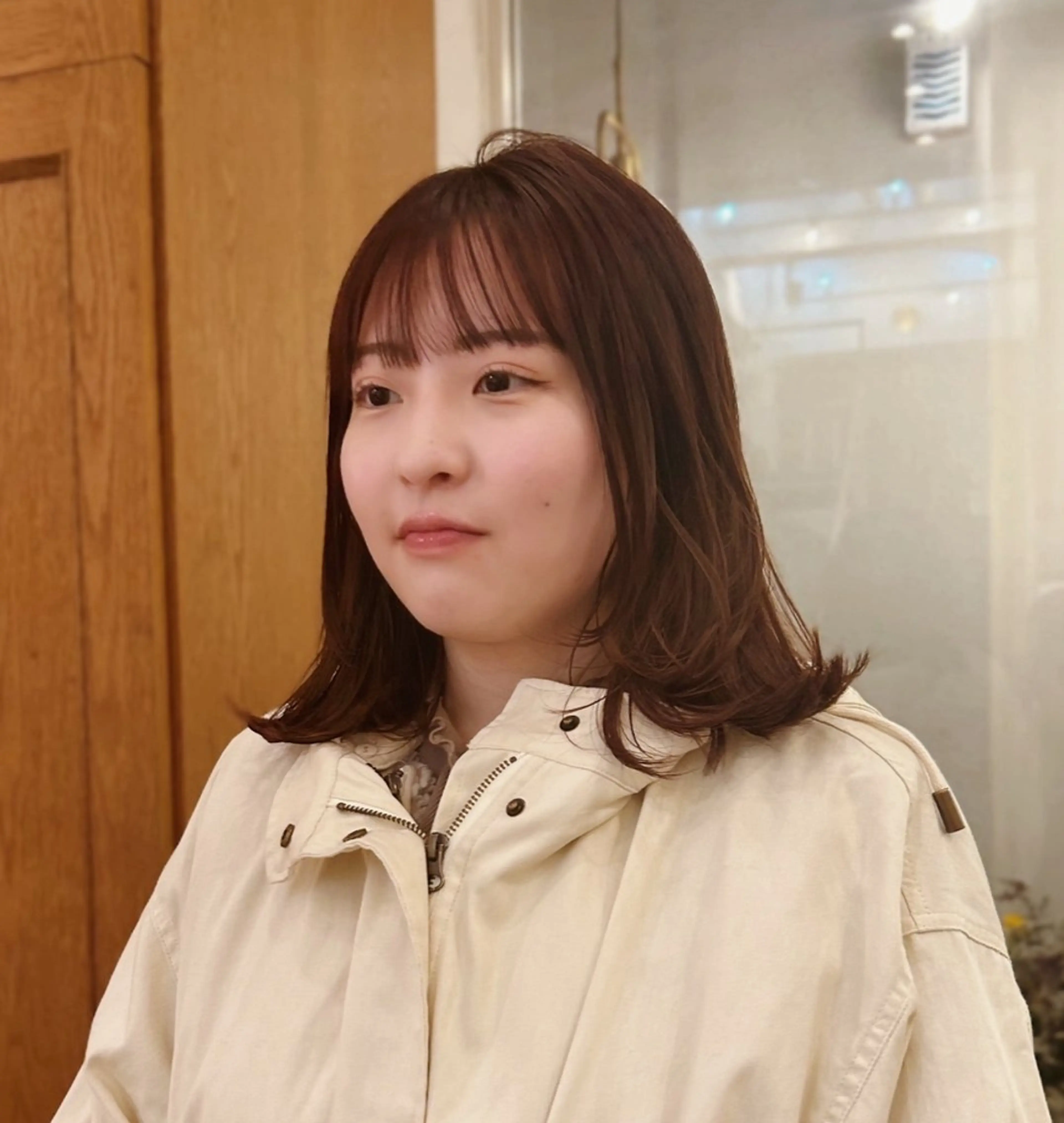 ミディアム ミディアムレイヤー 顔周りカット 韓国風ヘア レイヤーカット tete nico所属・似合わせ/ヘアカラー nanami🌸のヘアスタイル