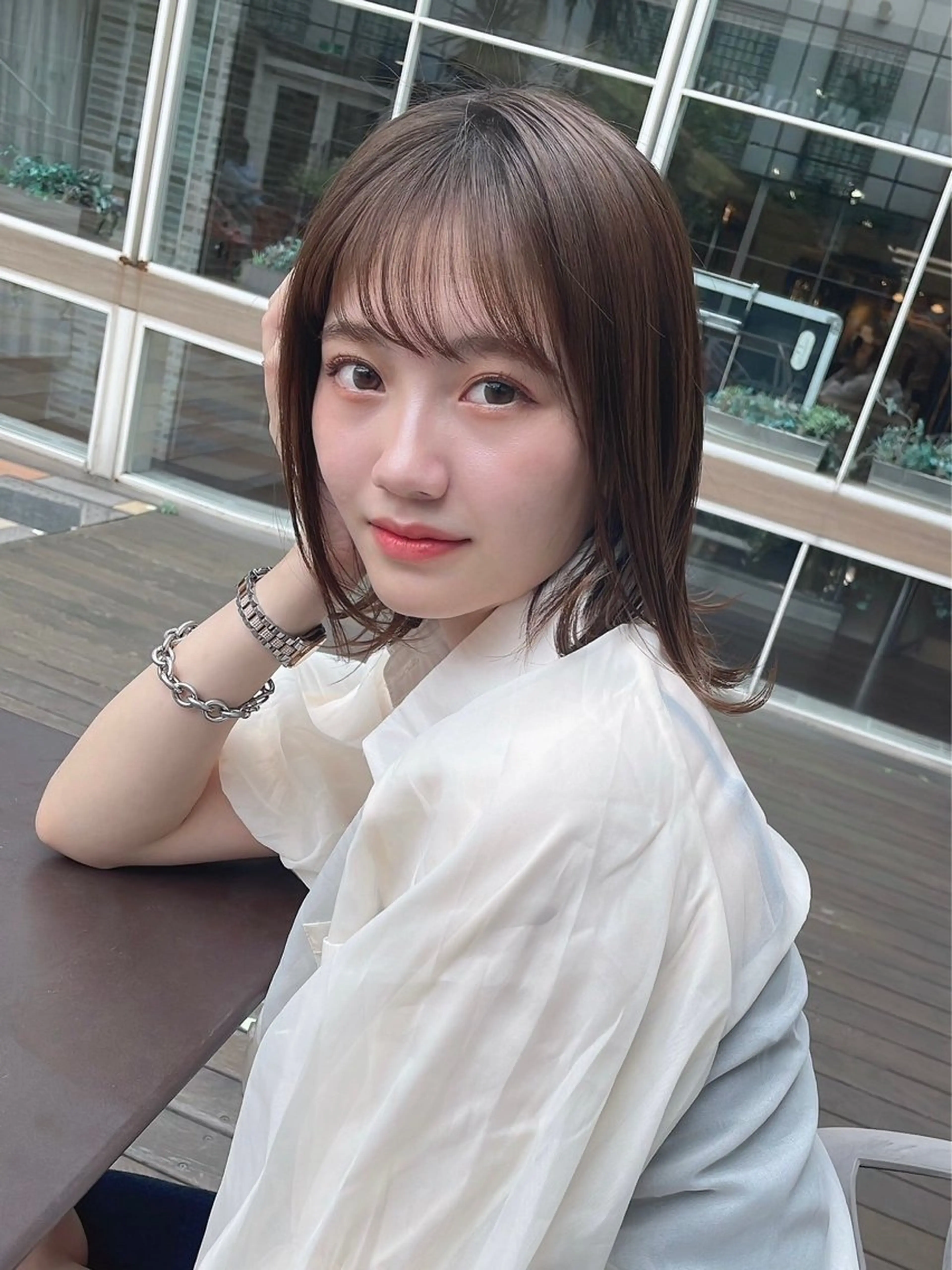 ミディアム カラー パーマ ミディアムパーマ アッシュ 黒髪 ブリーチ ボブ カット トリートメント 【公式】amble luxe池袋東口🩷のヘアスタイル