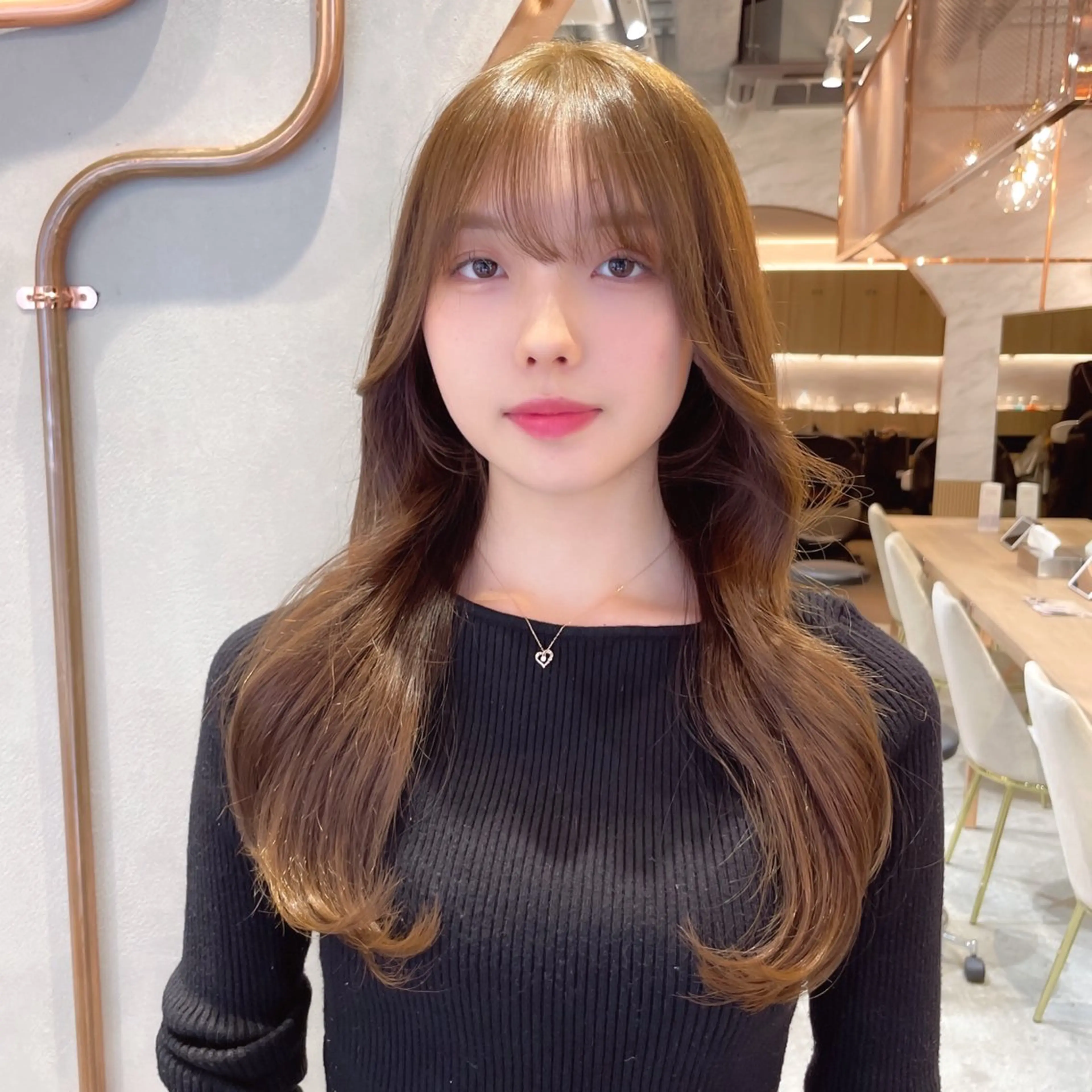 セミロング カラー カット ヘアカラー 縮毛矯正 トリートメント レイヤー/韓国ヘア 縮毛矯正🫧鈴木颯のヘアスタイル