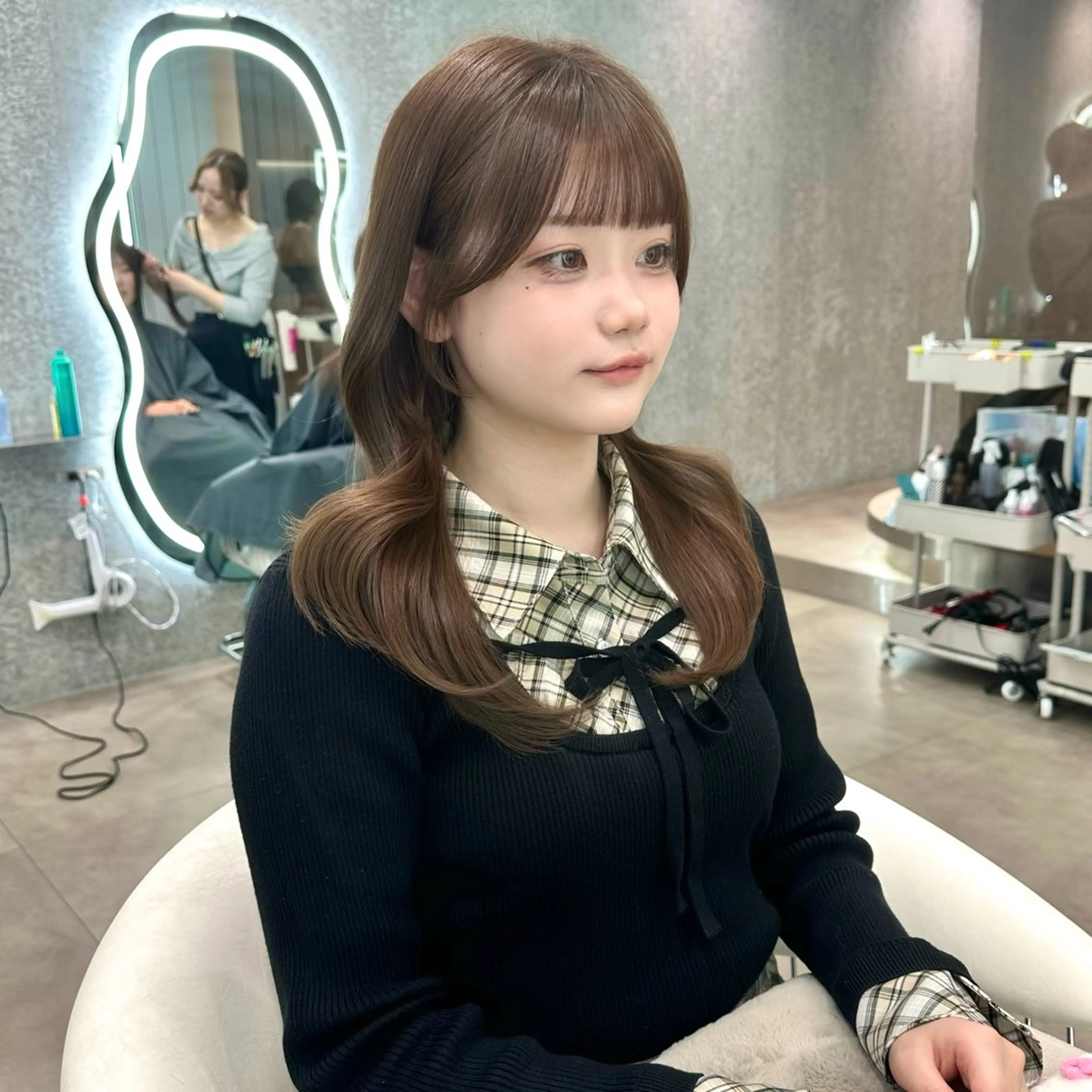 セミロング カラー ヘアアレンジ カット ヘアカラー ブリーチなしW🎀 髪質改善／はのんのヘアスタイル