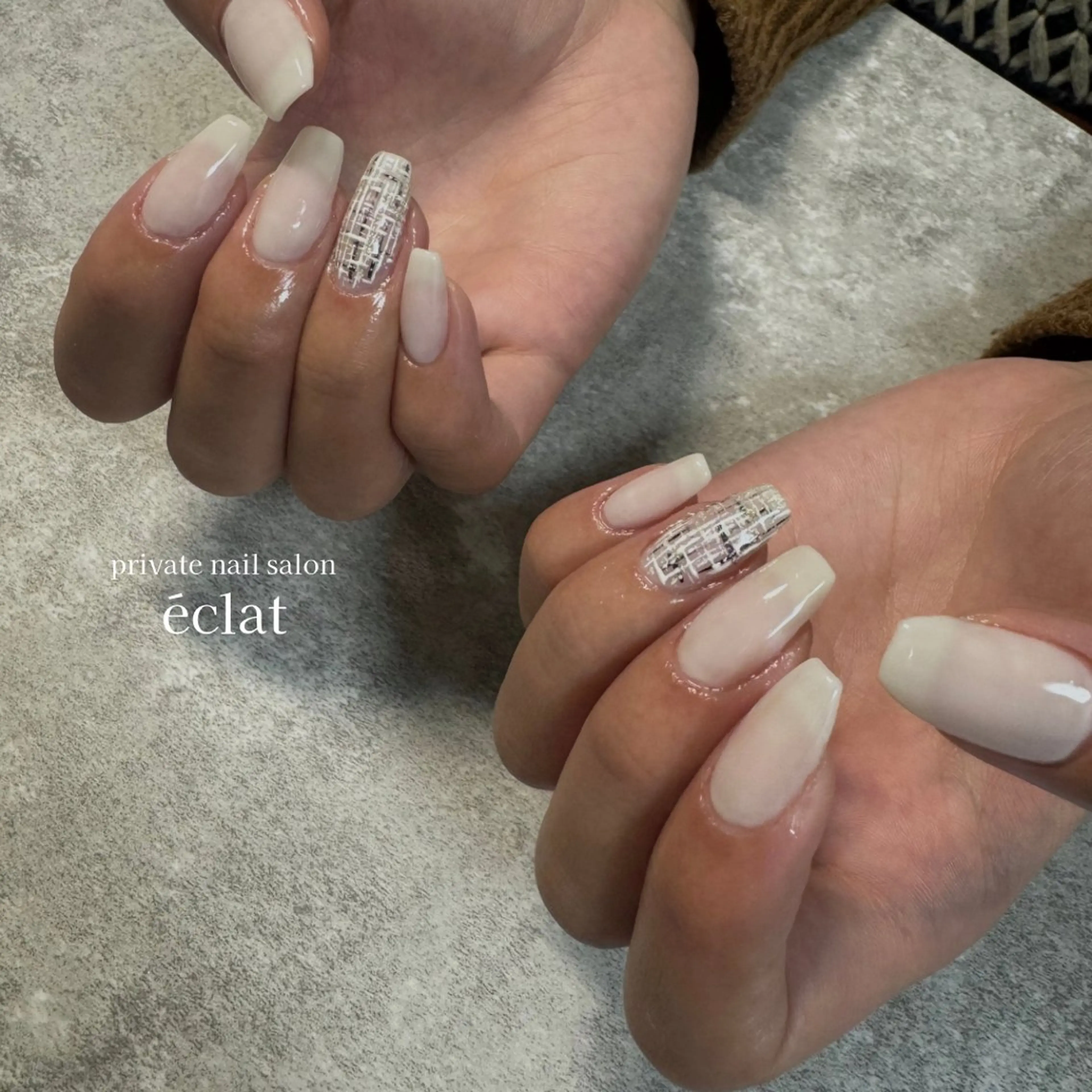 ネイル ツイードネイル 冬ネイル nailsalon éclatのネイルデザイン