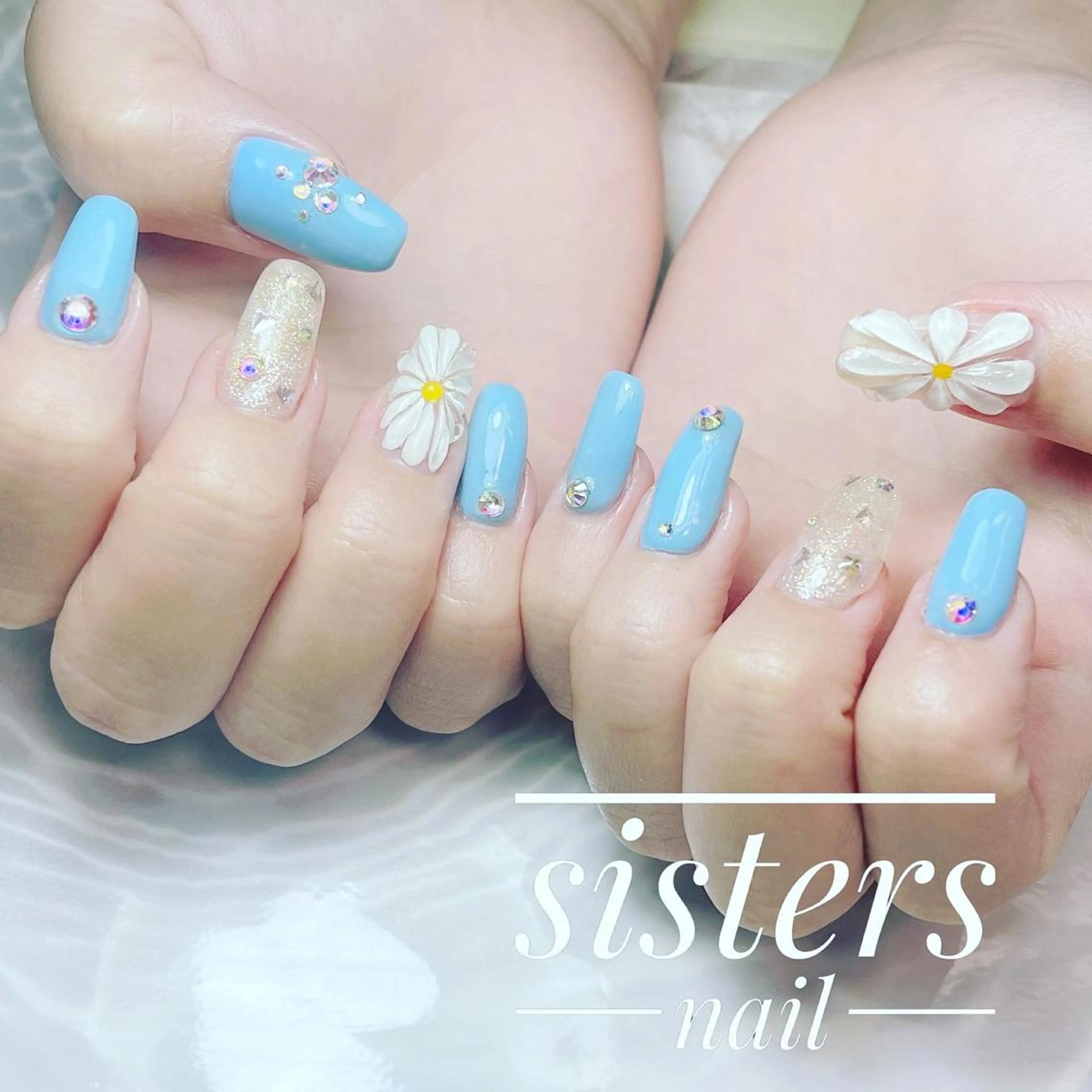 ネイル アートネイル フラワーネイル ワンカラーネイル 夏ネイル ハンドネイル ハンドケア sisters nail.fのネイルデザイン