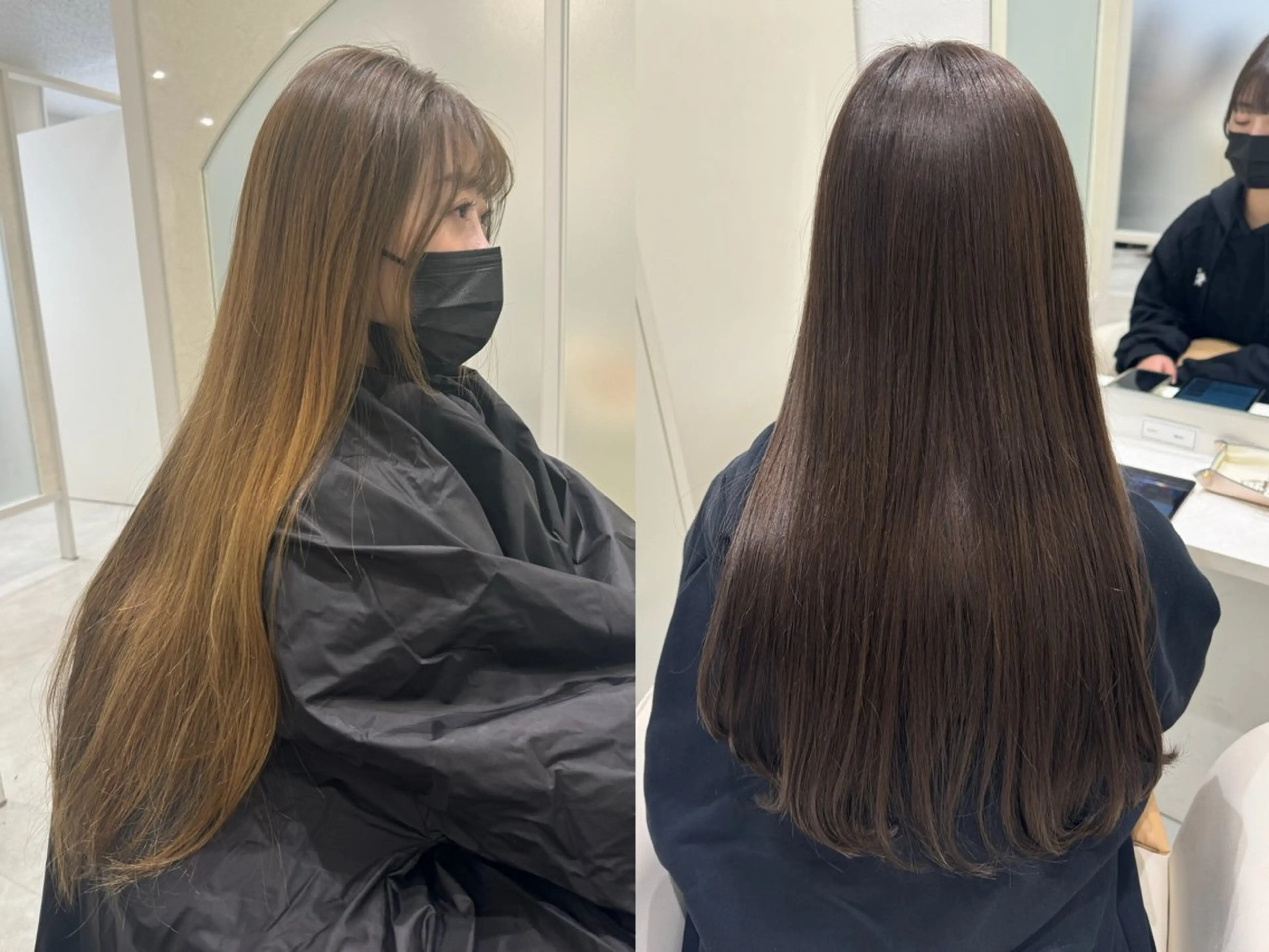 ロング カット ヘアカラー トリートメント 柔らかい透明感カラー 🎀maria🎀のヘアスタイル