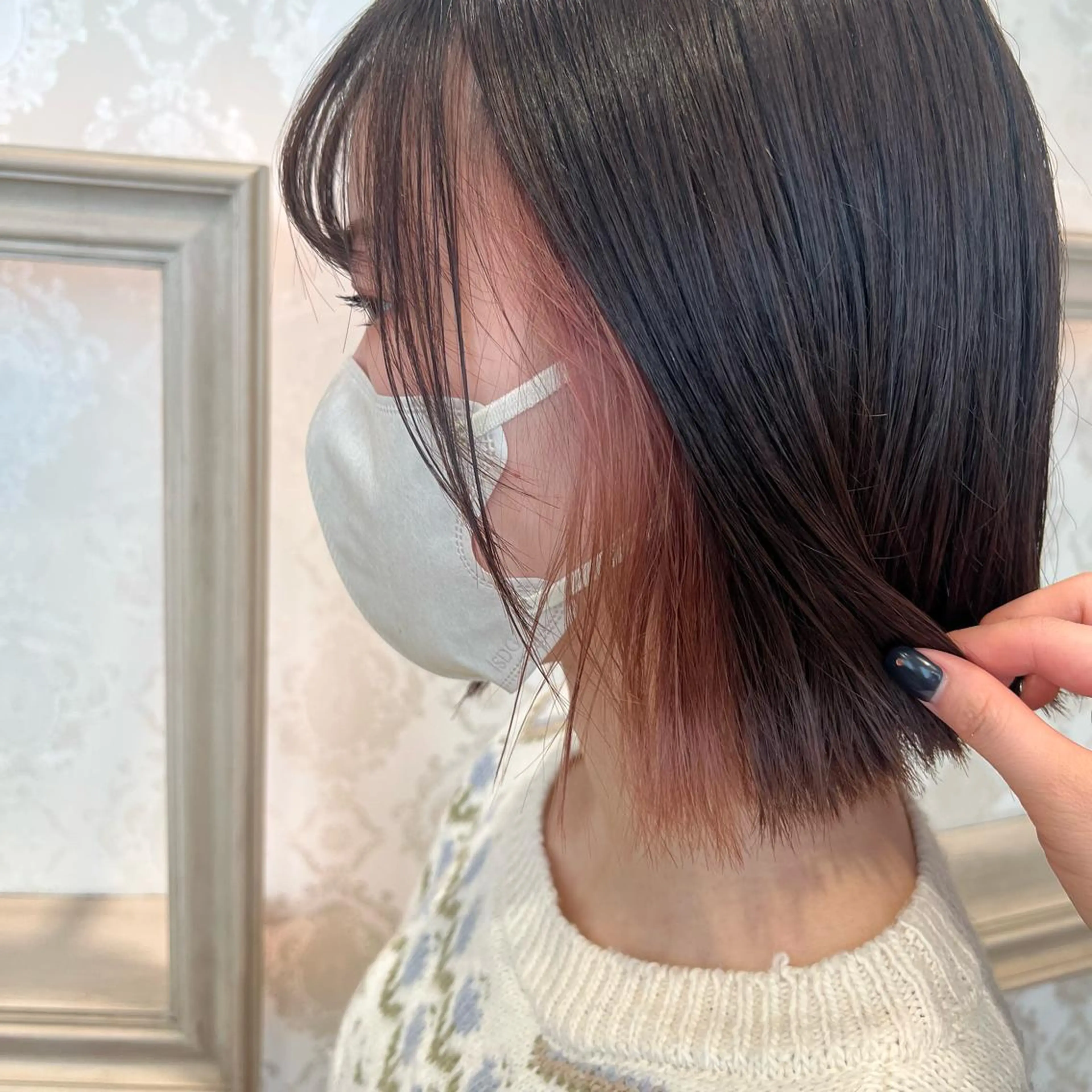 ショート カラー ベージュカラー イヤリングカラー ピンクカラー ピンクベージュ SALOWIN川崎WEST店所属・🌷川崎/ボブ/ アレンジ/コトネ🌷のヘアスタイル