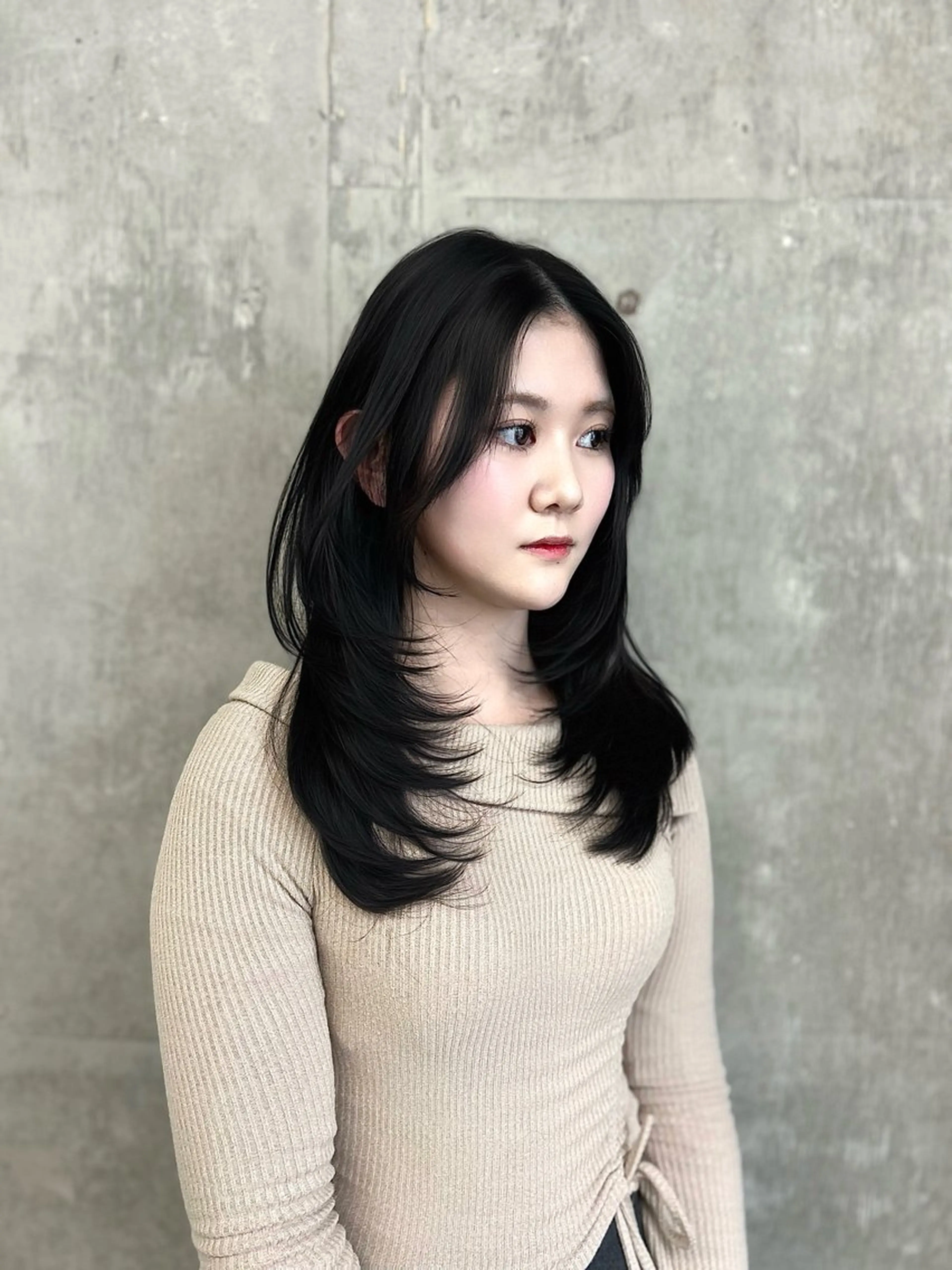 セミロング カラー レイヤーカット カット ヘアカラー トリートメント 日韓レイヤー🇰🇷 透明感カラー/ナカネのヘアスタイル