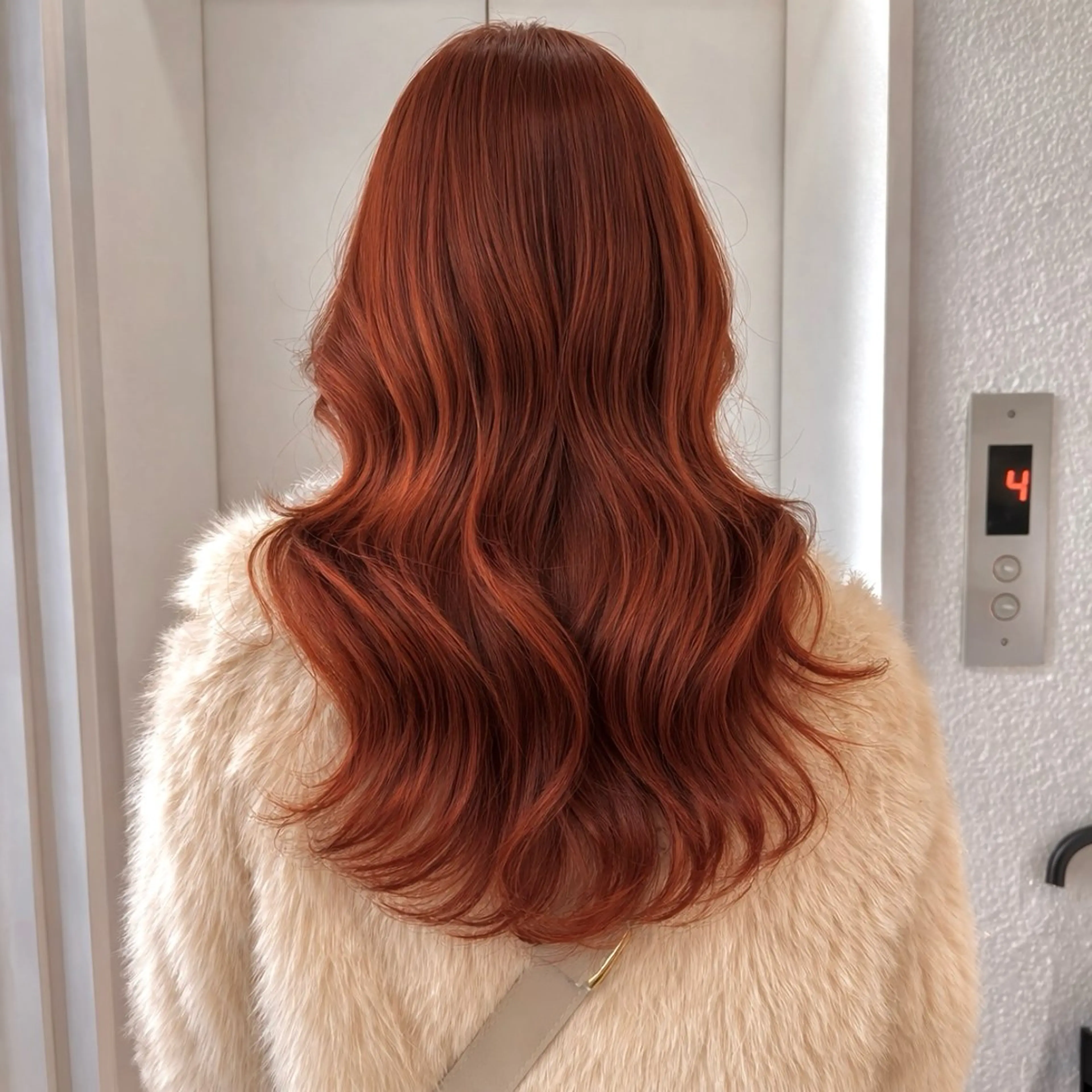 ロング オレンジブラウン カット ヘアカラー トリートメント 髪質改善”透け感" カラー/Hono🪞のヘアスタイル