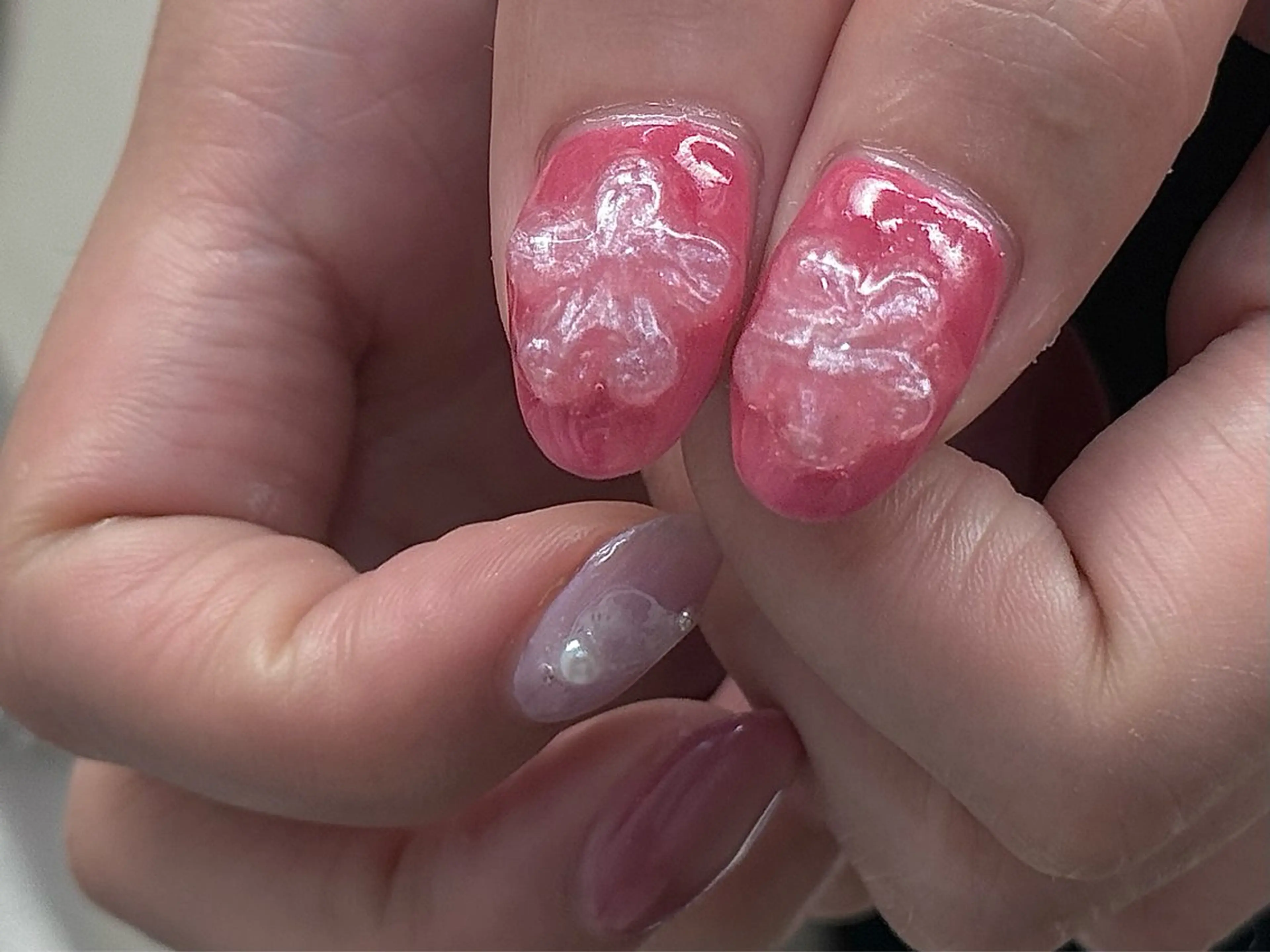 ネイル ニュアンスネイル ピンク ぷっくりネイル calla NAIL南森町店所属・calla/南森町/ パラジェルのネイルデザイン