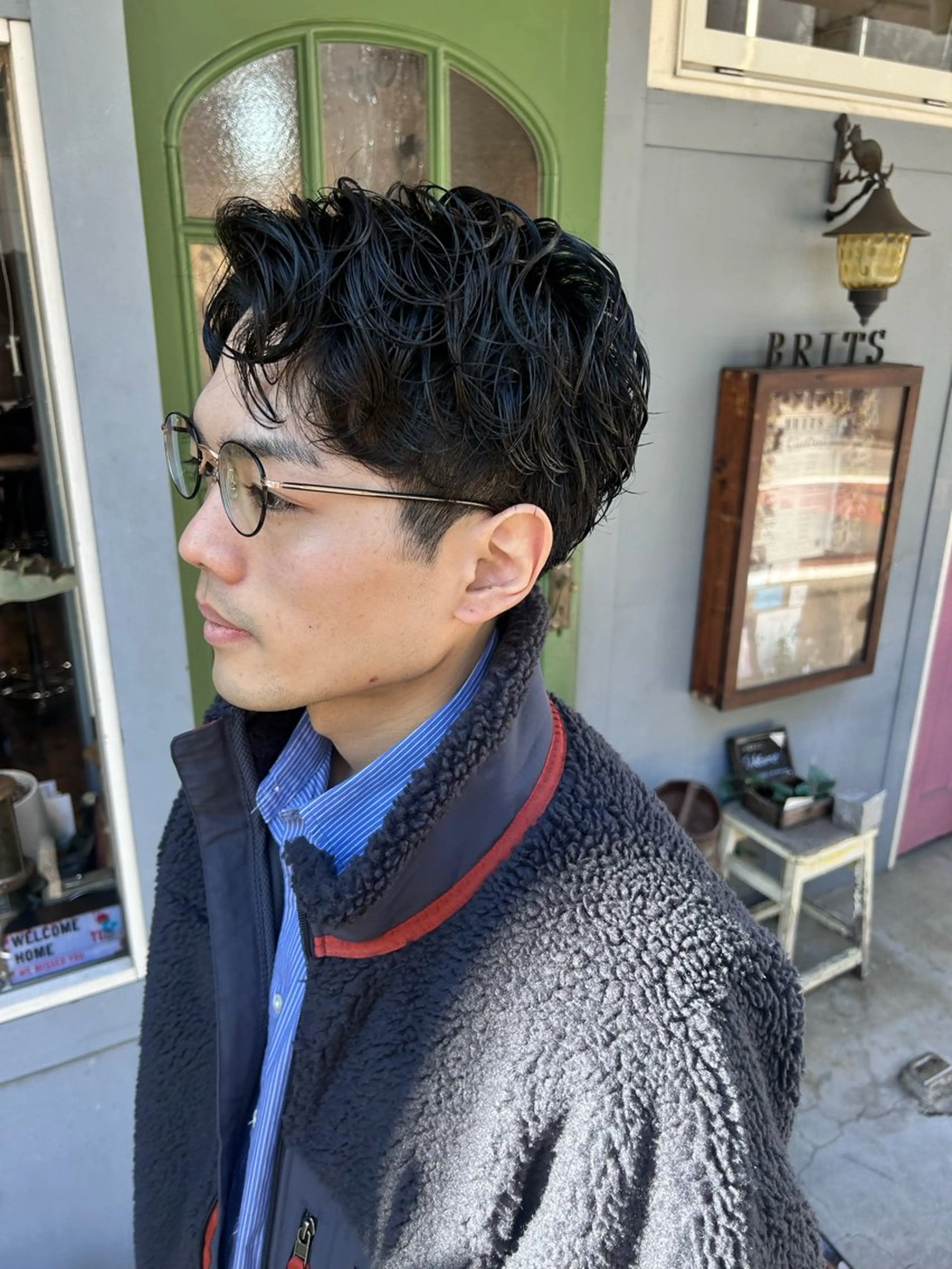 ショート パーマ メンズ カット パーマ 清水千優/パーマ/透 明感カラー/メンズのヘアスタイル