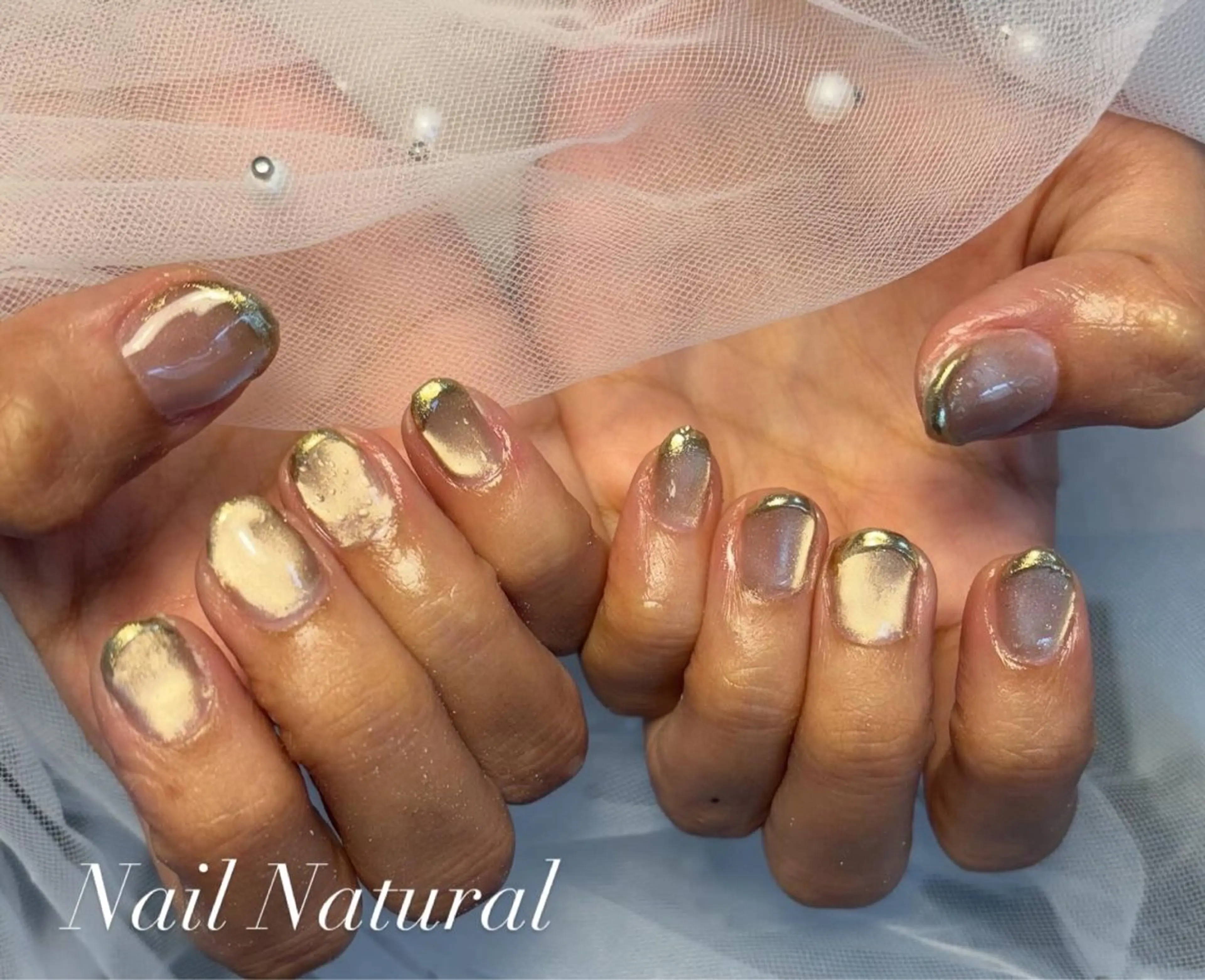 ネイル フラッシュネイル フットネイル フレンチネイル ジェルネイル ガラスフレンチ ハンドネイル Nail salon Natulalのネイルデザイン