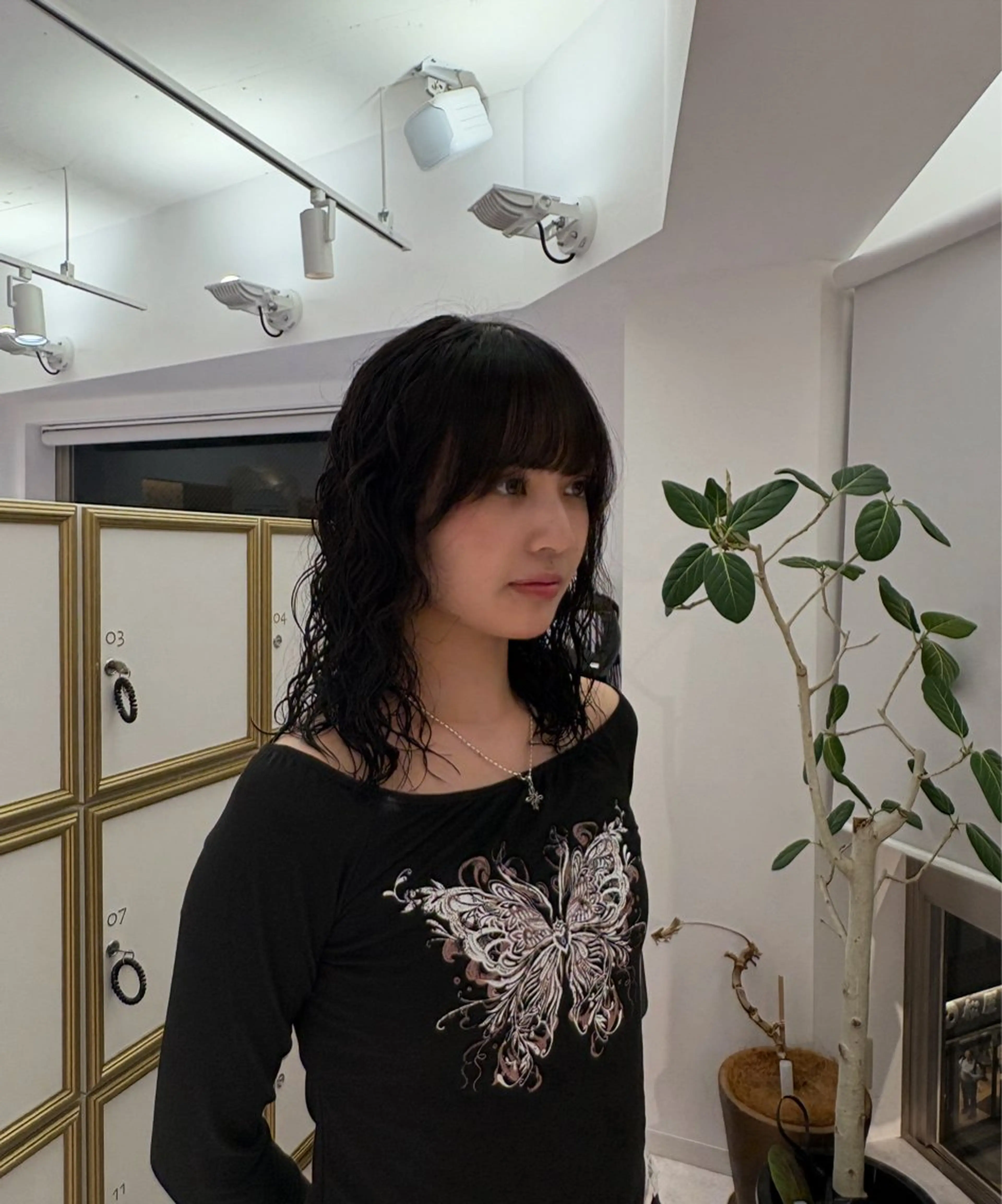 ミディアム パーマ ミディアムパーマ カット パーマ 山野 華愛のヘアスタイル