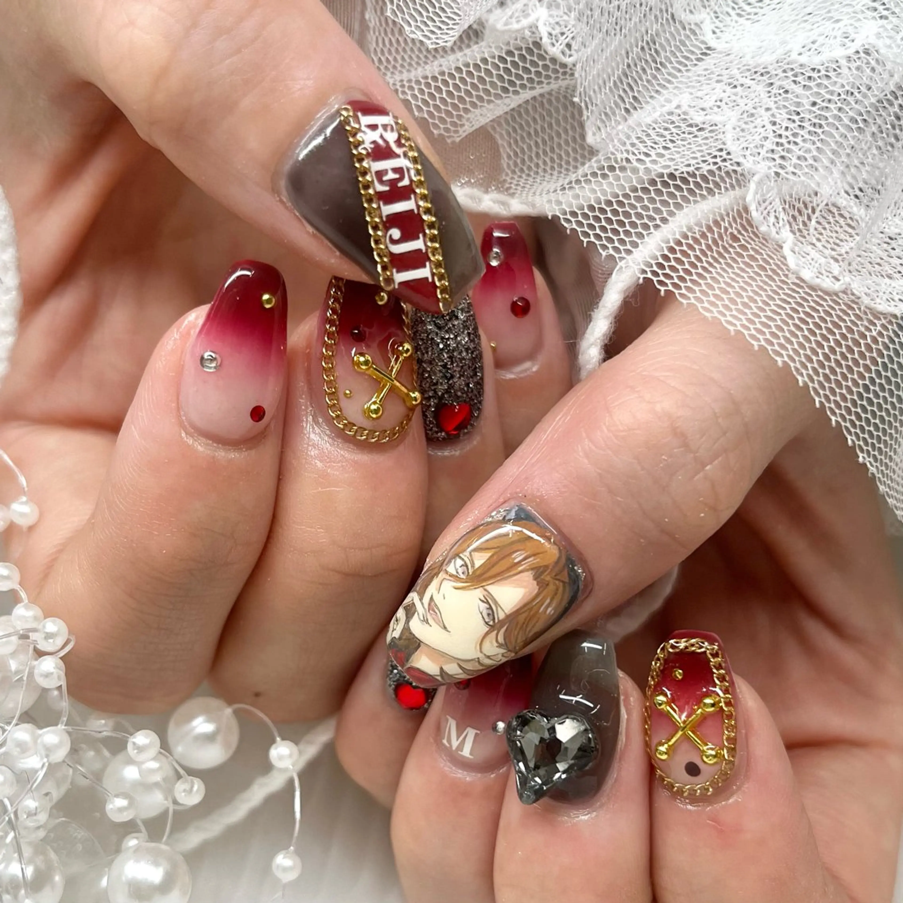 ネイル ハート ハンドネイル 池袋痛ネイル Nok. 渡辺のネイルデザイン