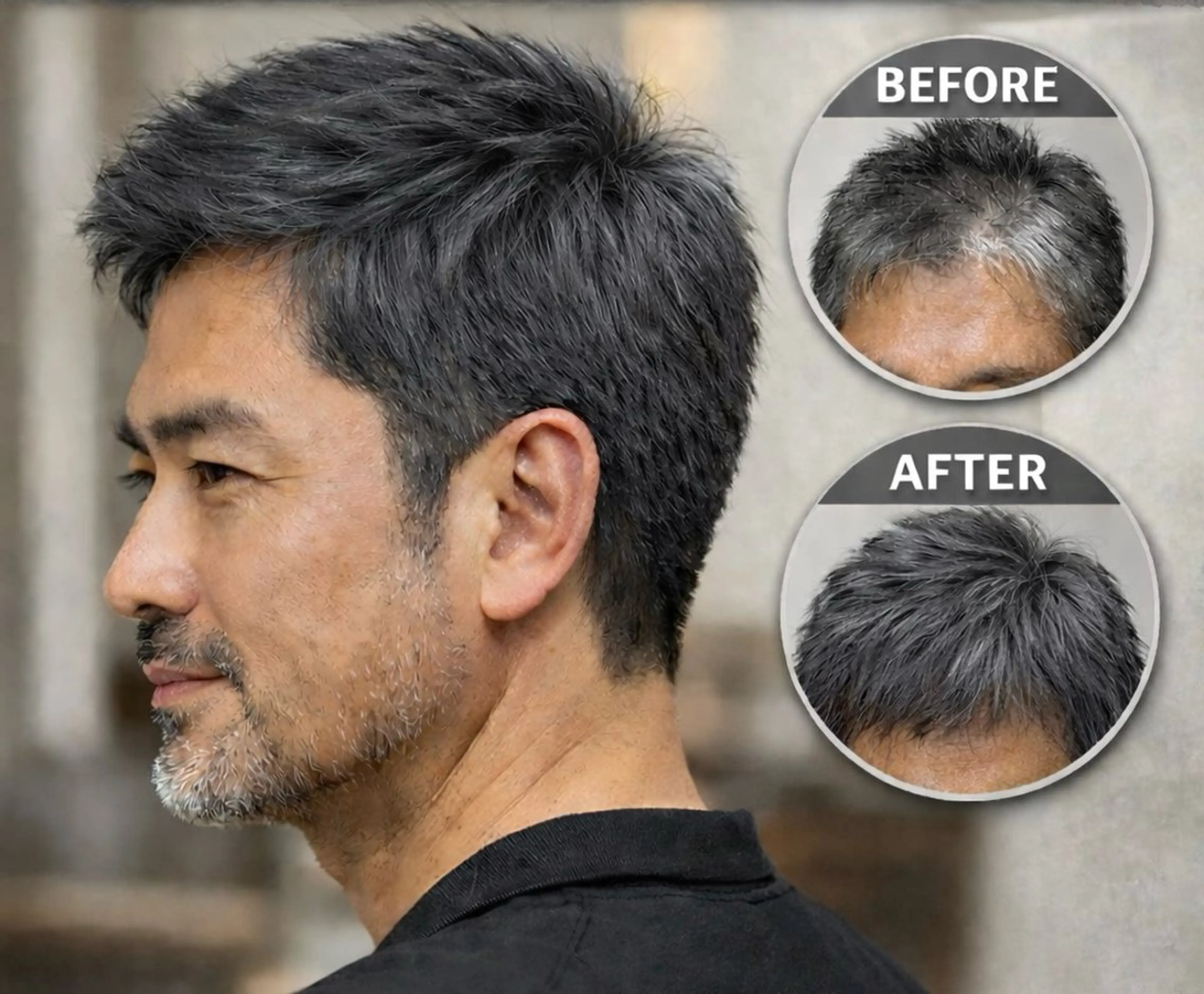 メンズカット+白髪ぼかしメンズシャドウカラー(グレー)の写真