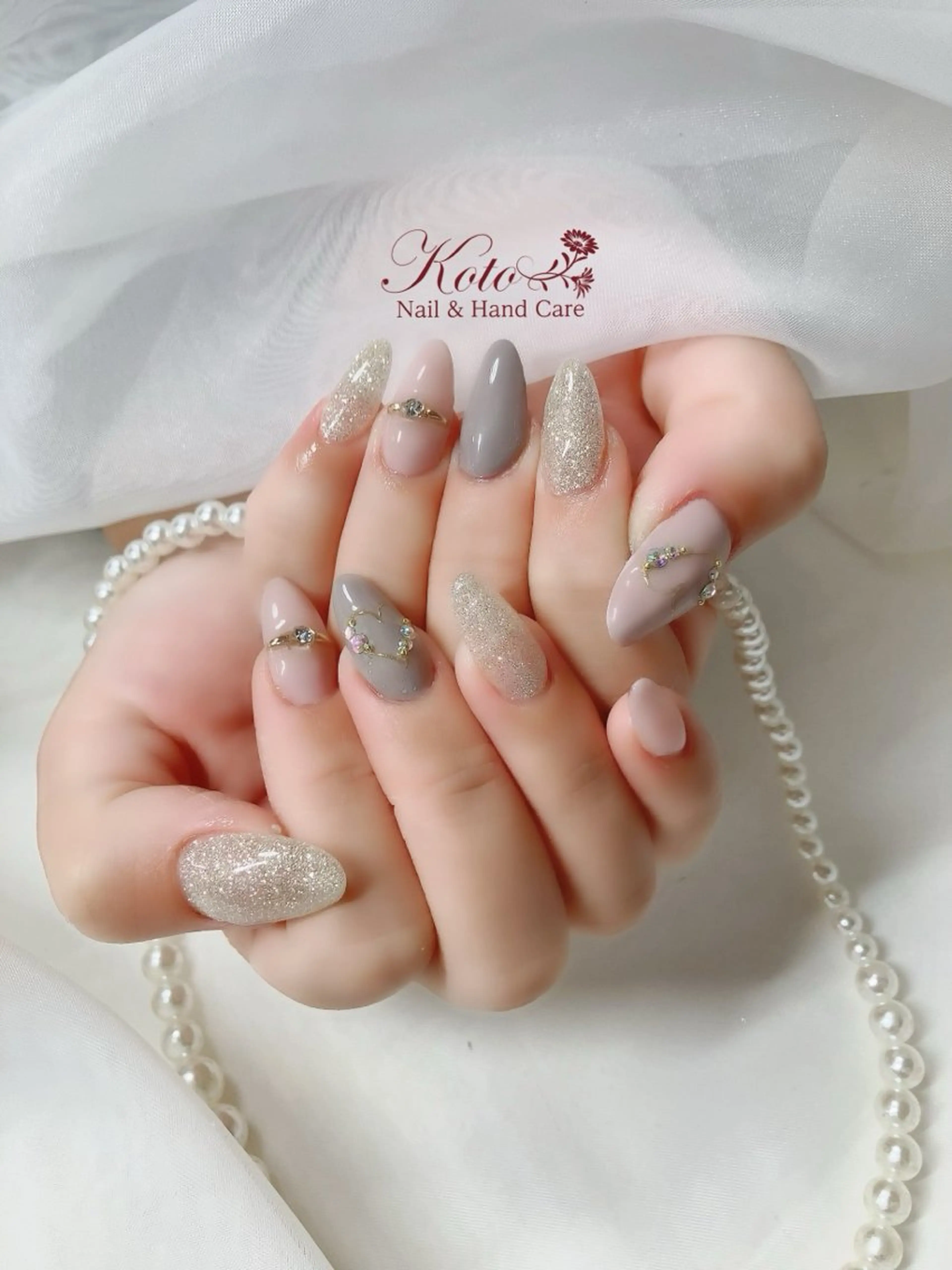 ネイル 長さ出し ジェルネイル ハート 持ち込み ニュアンスネイル ハンドネイル Nail Salon KOTOのネイルデザイン