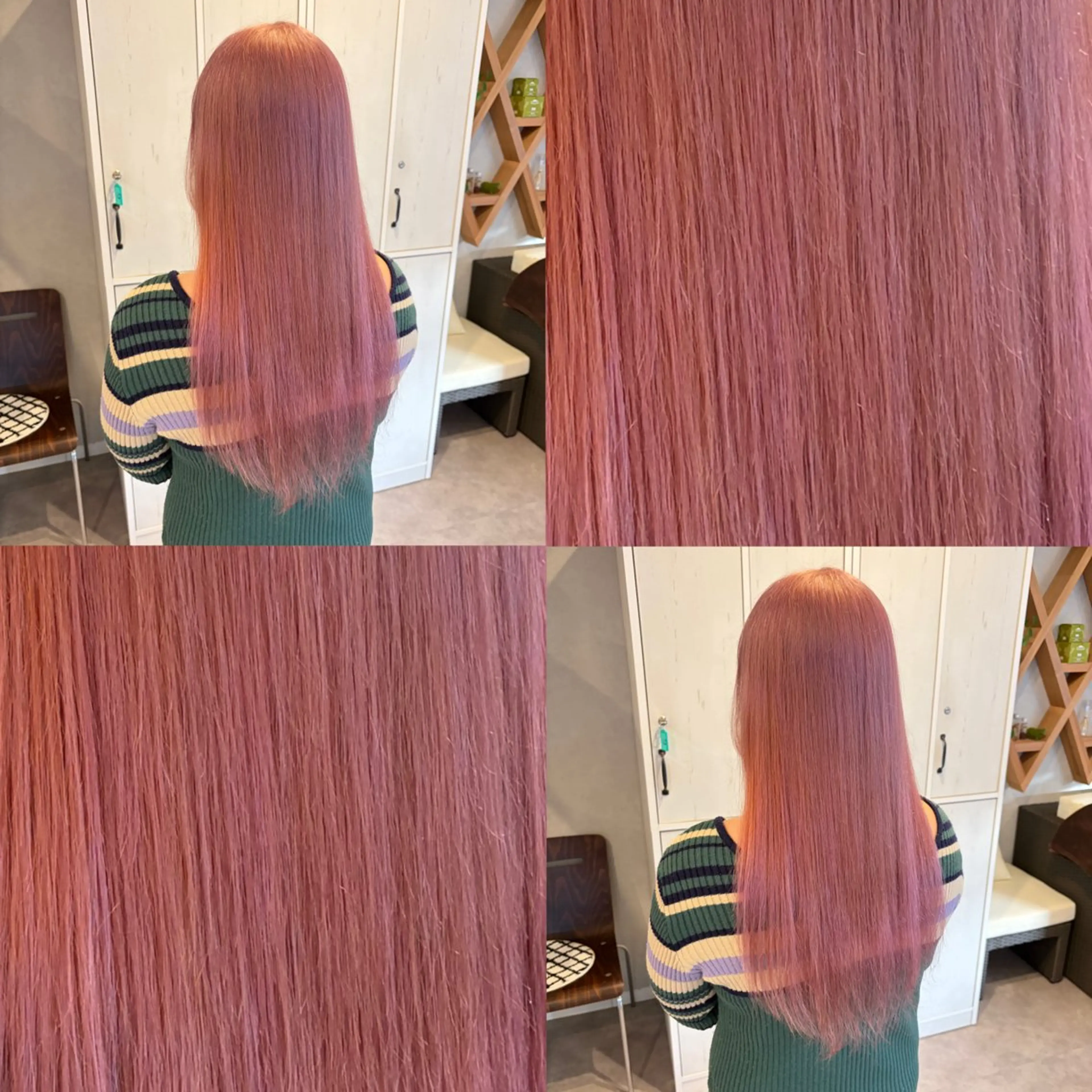 ロング カラー ブリーチ ピンクカラー カット ヘアカラー ELLE&SALLY 石野のヘアスタイル