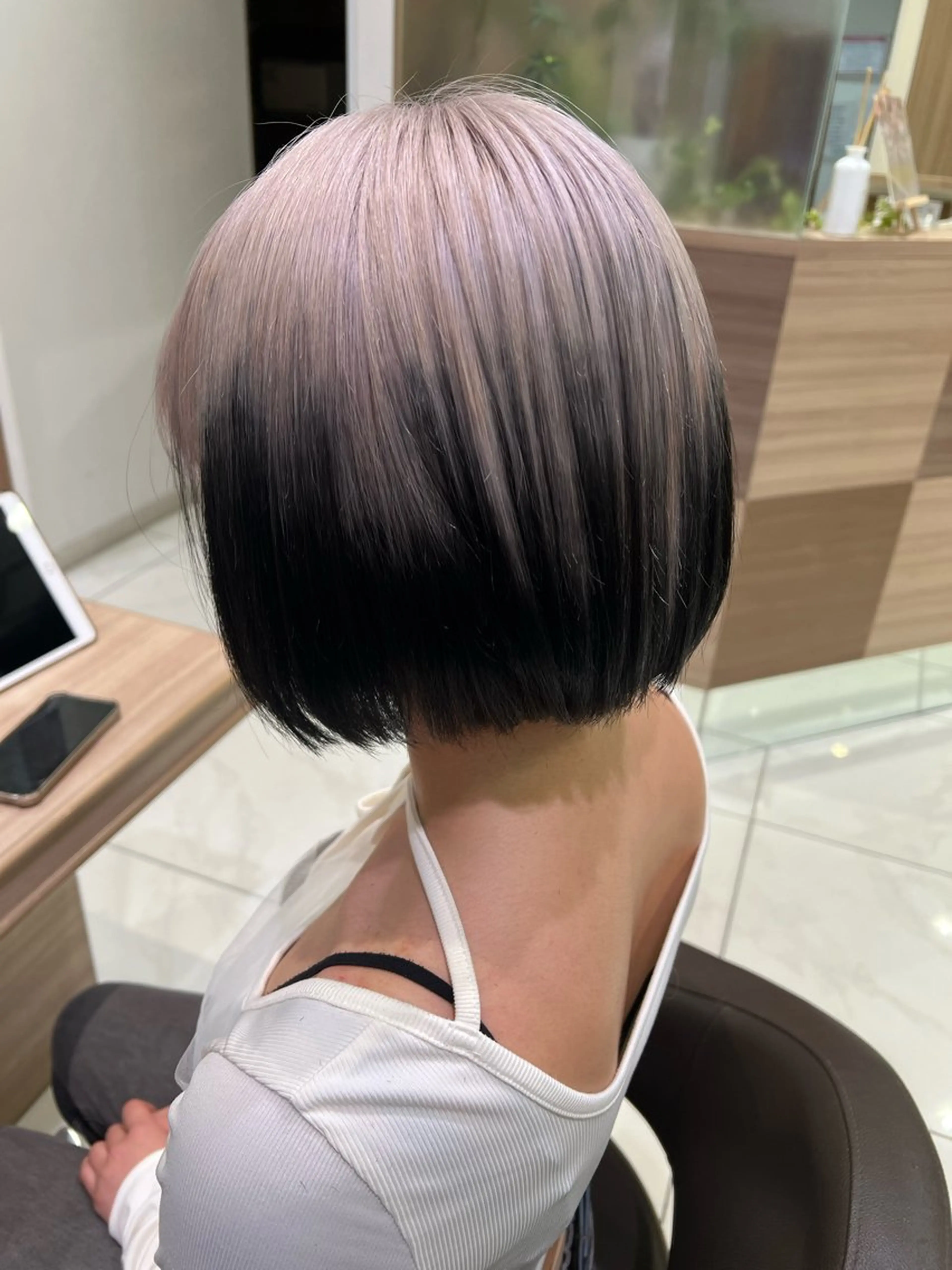 🖤明るく戻しやすい暗染めカラー+リペアtr🖤【就活や実習で一時的に暗くしたい方にオススメ❕🌟】(フェイクブラック)の写真