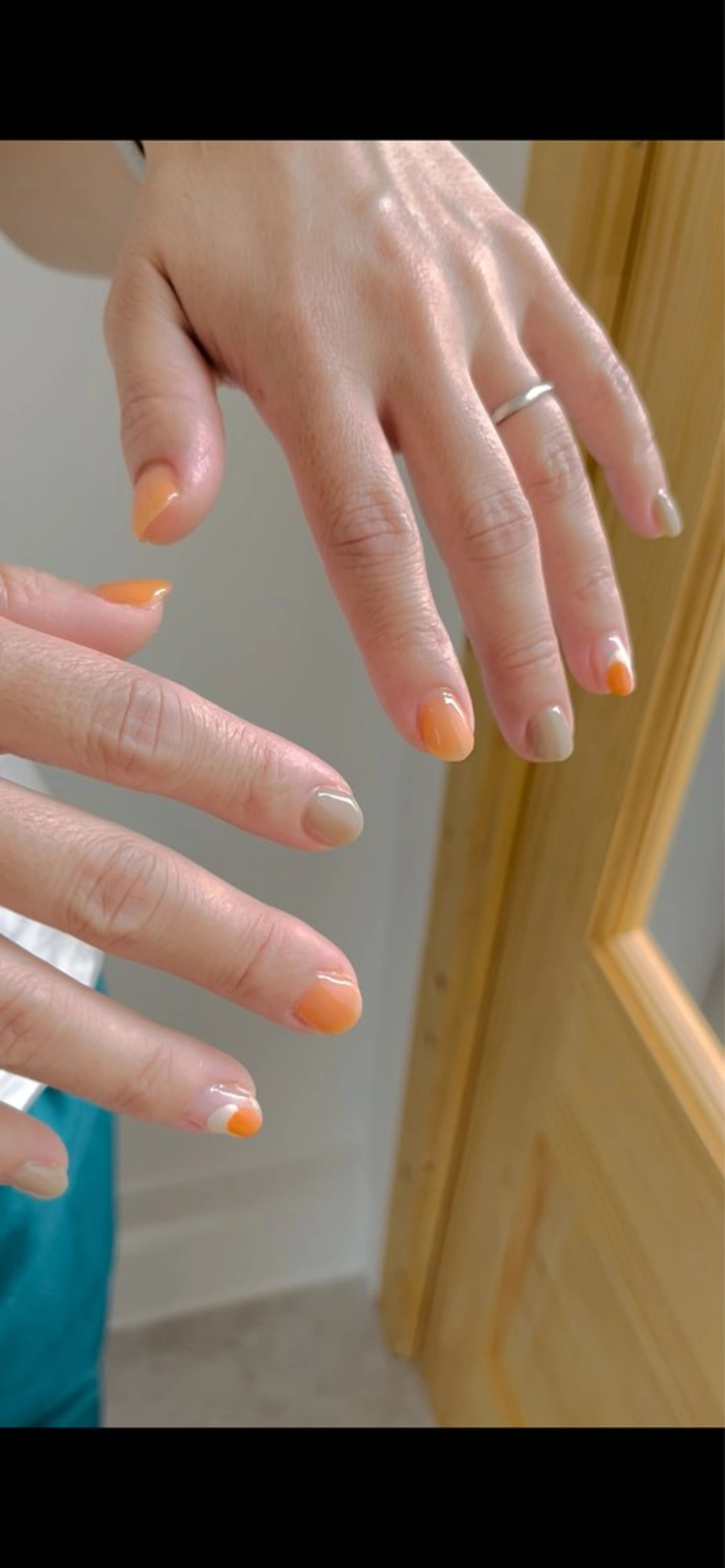 ネイル クリアネイル オレンジ ハンドネイル Hum nail  roomのネイルデザイン