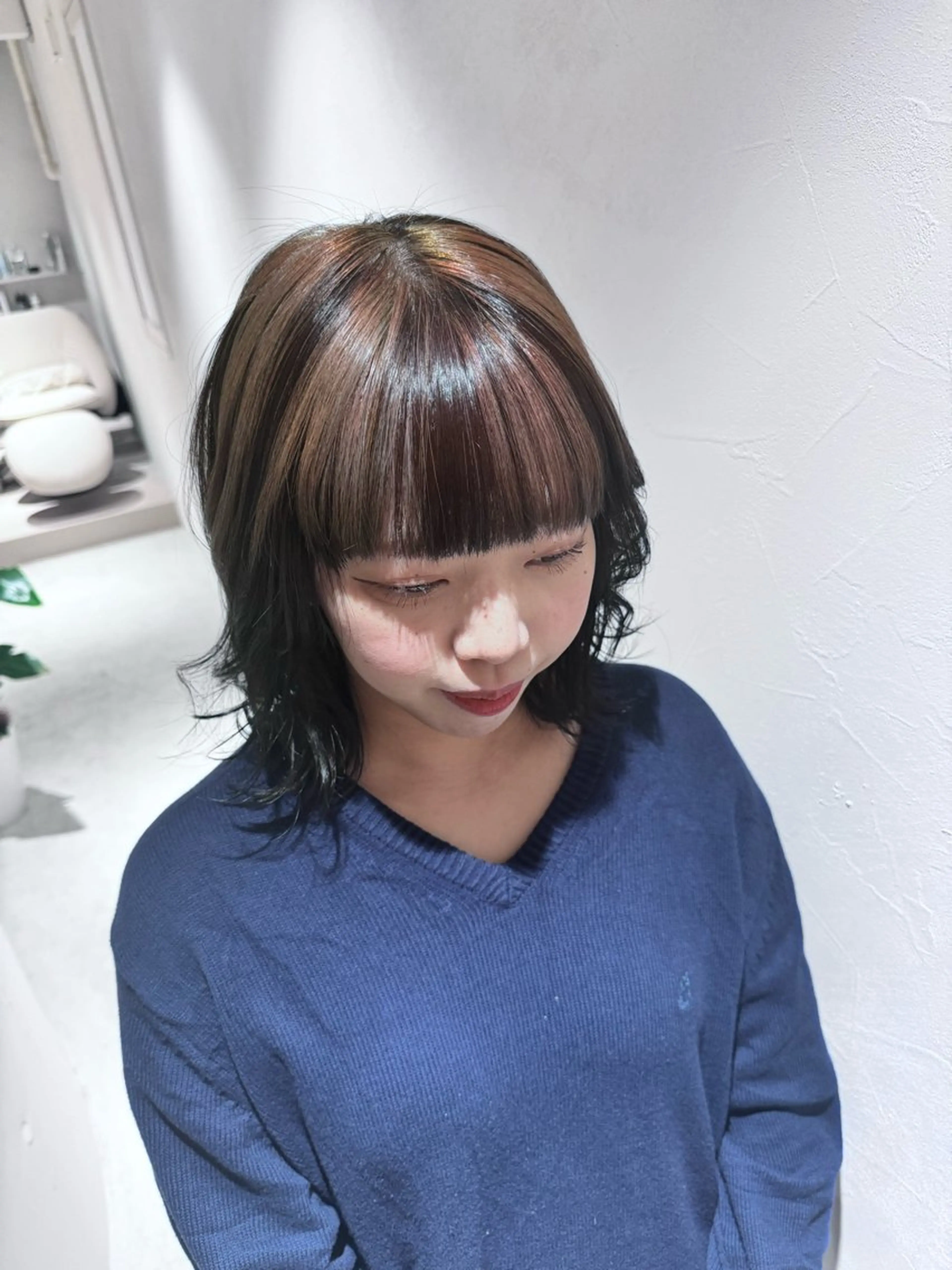 ミディアム カラー ブリーチ デザインカラー ハイライトカラー ハイライト 花見 亜沙美のヘアスタイル