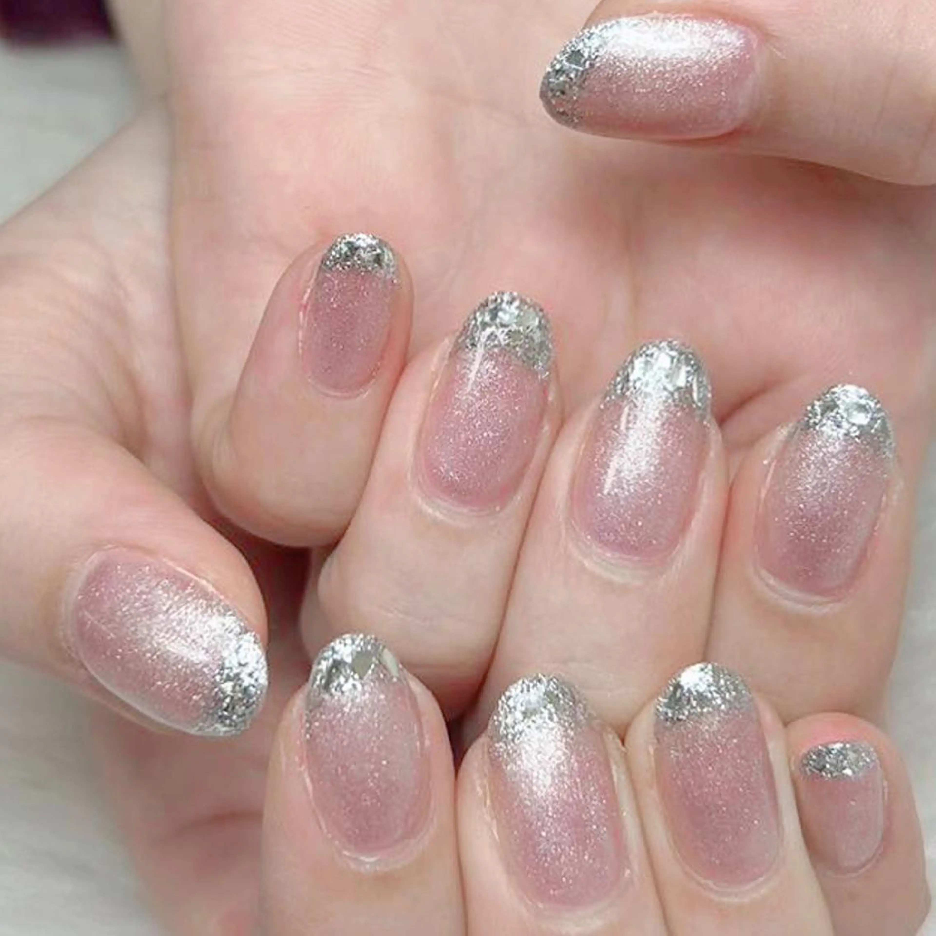 ネイル フレンチネイル ガラスフレンチ ハンドネイル Diamond ✨のネイルデザイン