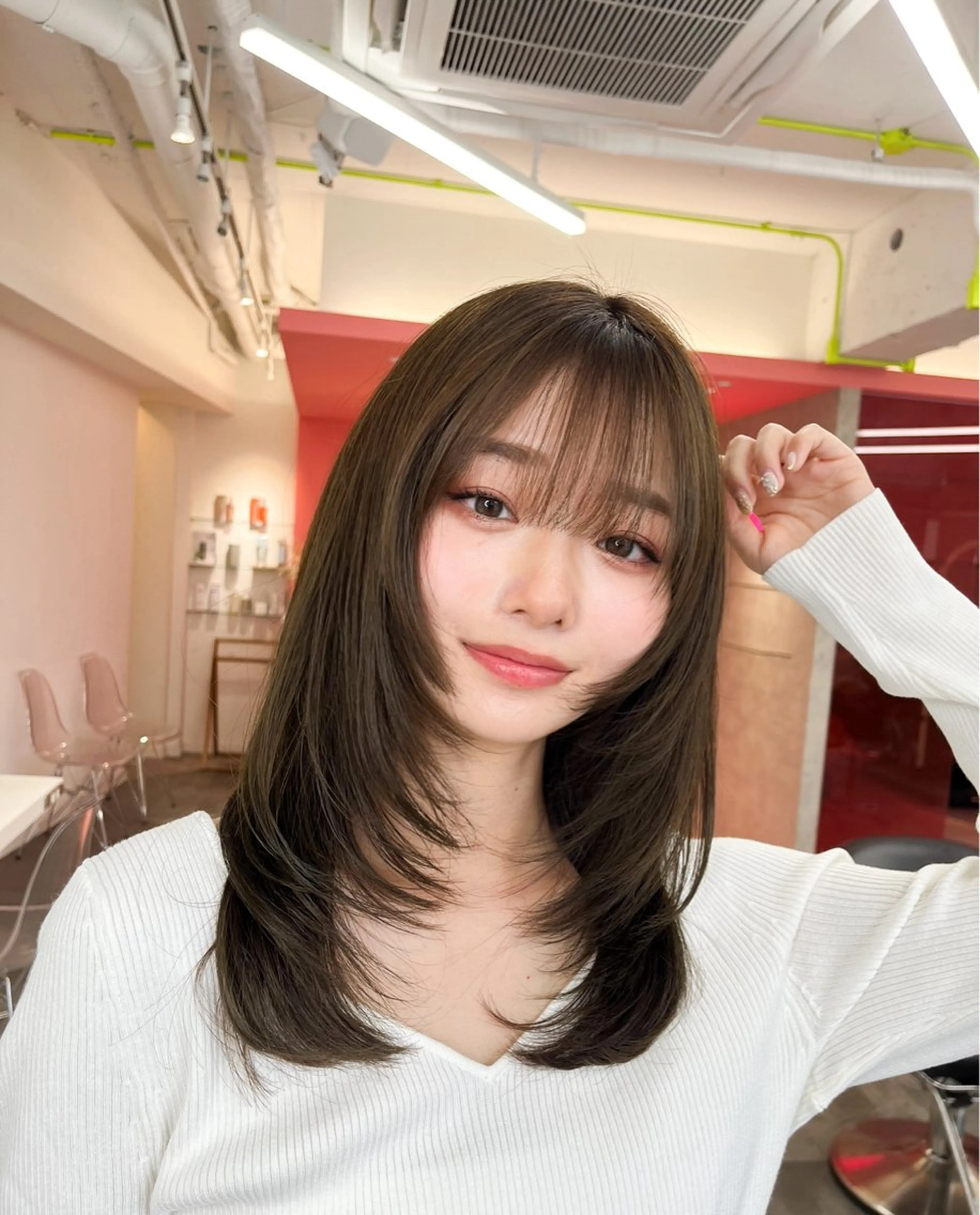 ミディアム カラー レイヤーカット 山崎/ボブ縮毛矯正 レイヤー髪質改善のヘアスタイル