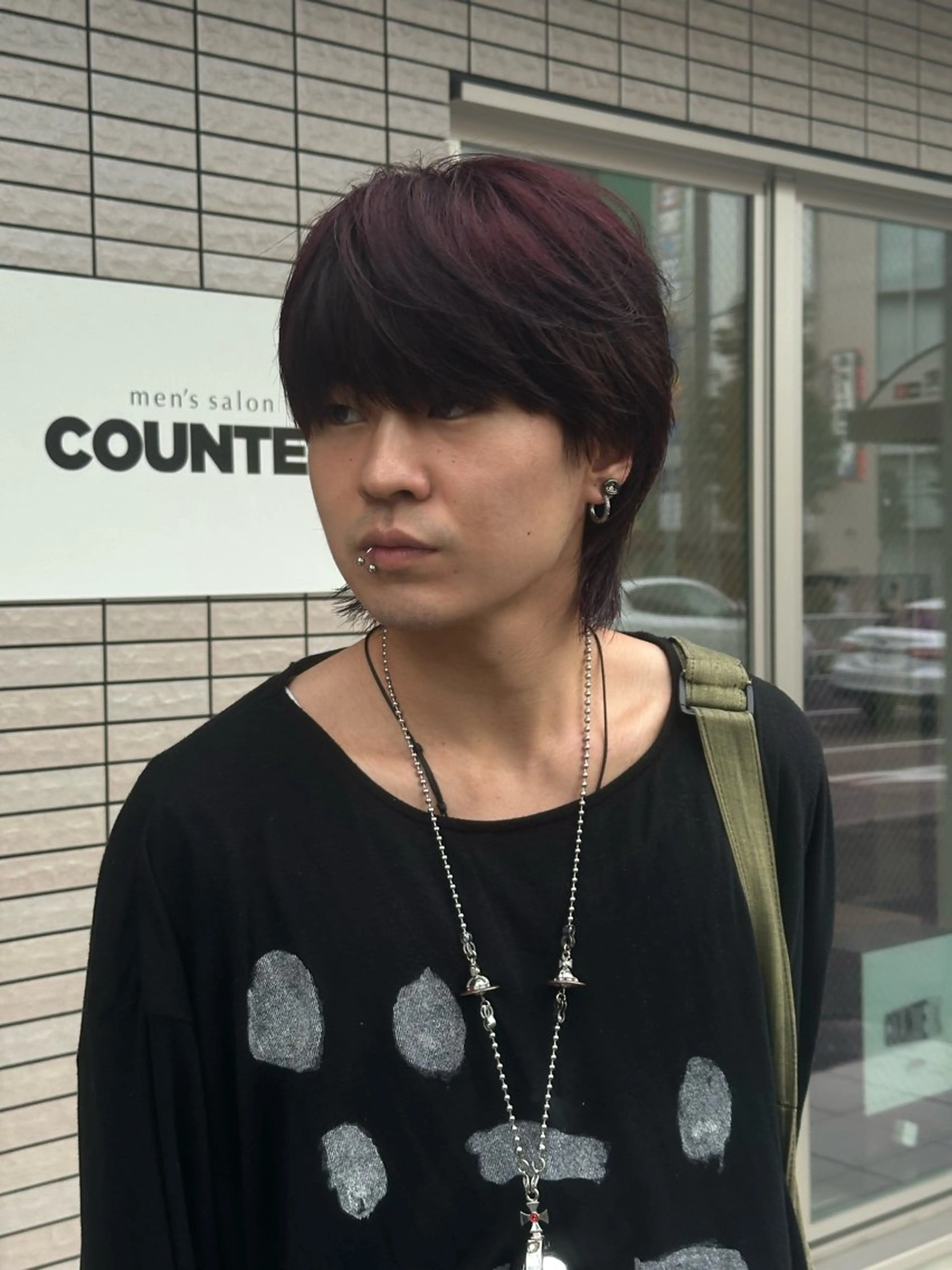 ミディアム カラー メンズ ミディアムパーマ センターパート フェードカット フェザーパーマ メンズパーマ カット ヘアカラー 金山駅前/メンズ パーマ/真柄 恒輝のヘアスタイル