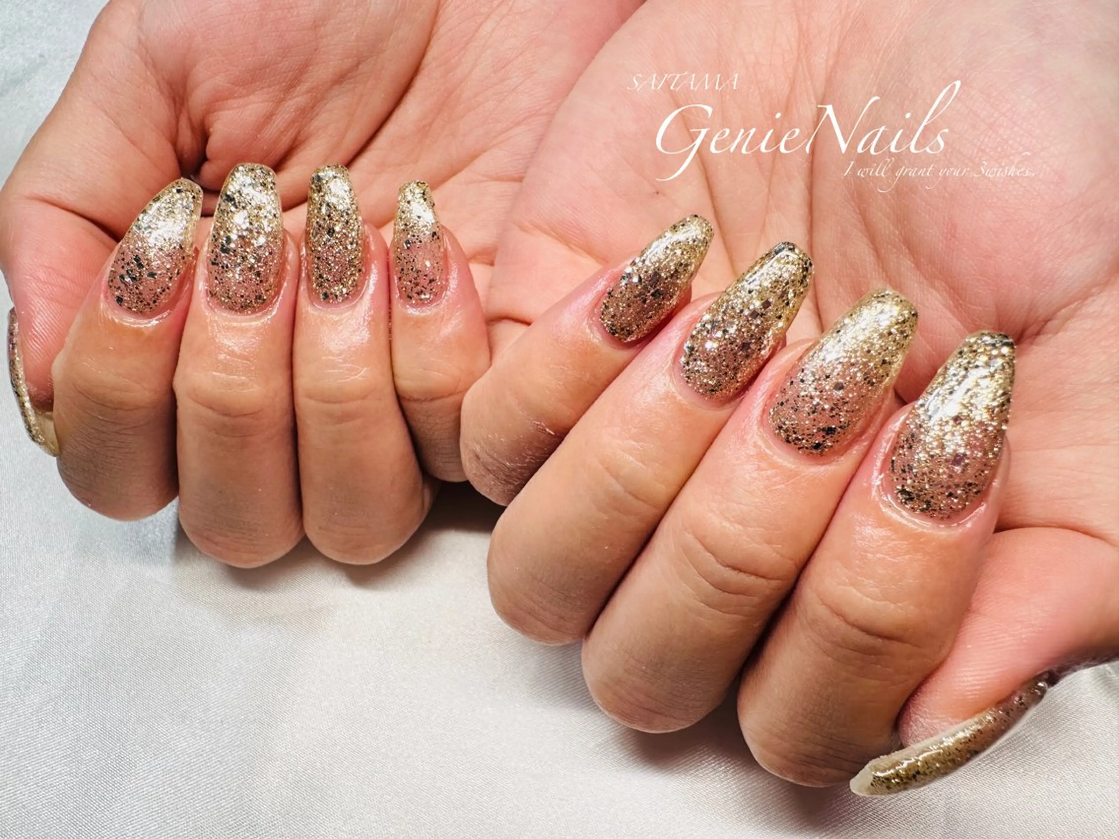 メンズ ネイル アートネイル 長さ出し 氷ネイル・うるうるネイル ロングネイル 持ち込み Genie Nailsのネイルデザイン