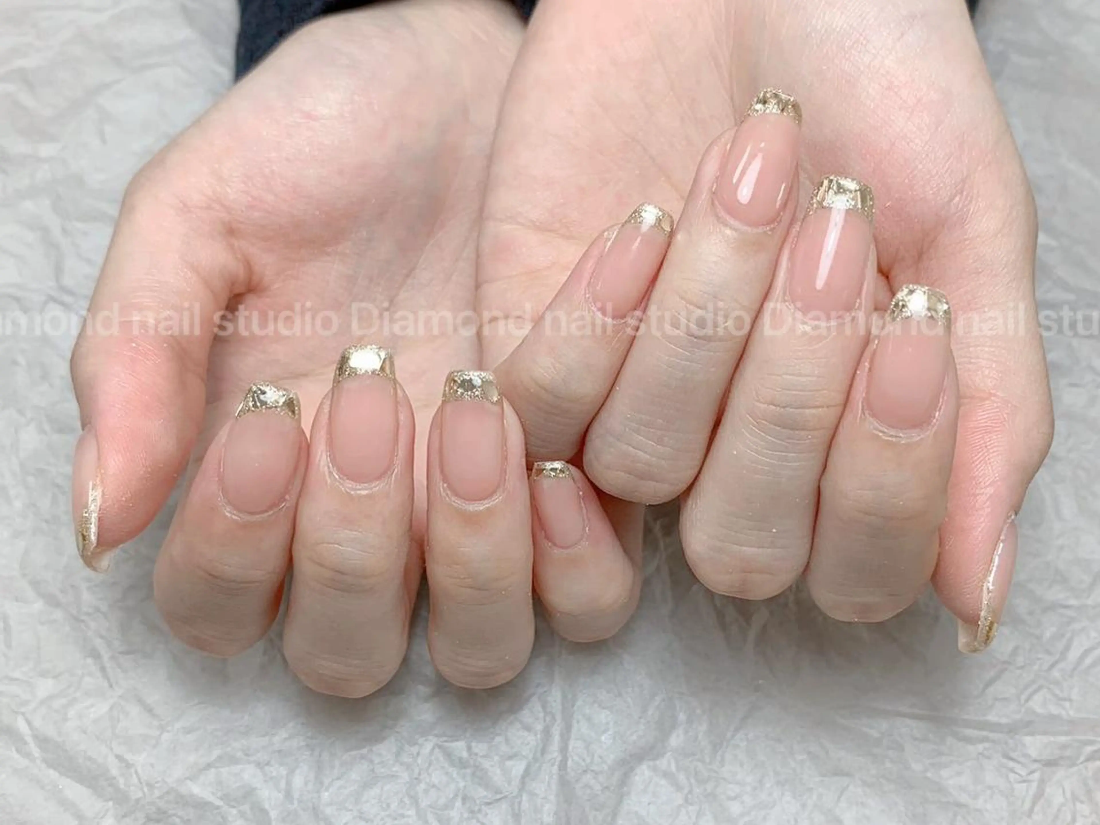 ネイル フレンチネイル ガラスフレンチ DIAMOND Nail🍒のネイルデザイン