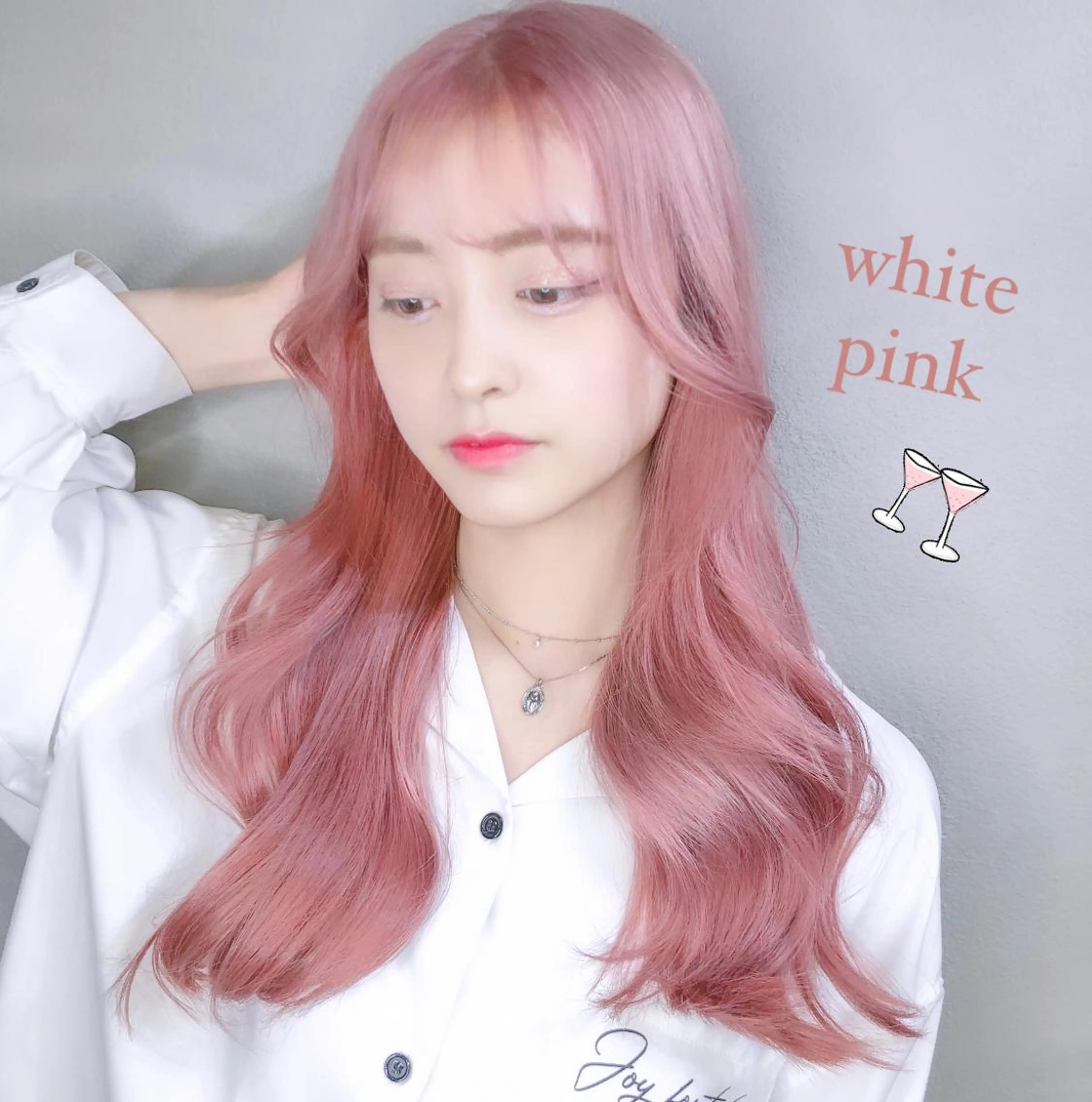 ロング カラー ベージュカラー ブリーチ ハイトーンカラー ミルクティーベージュ ピンクカラー 透明感カラー× 小顔カット♡ヒデさんのヘアスタイル