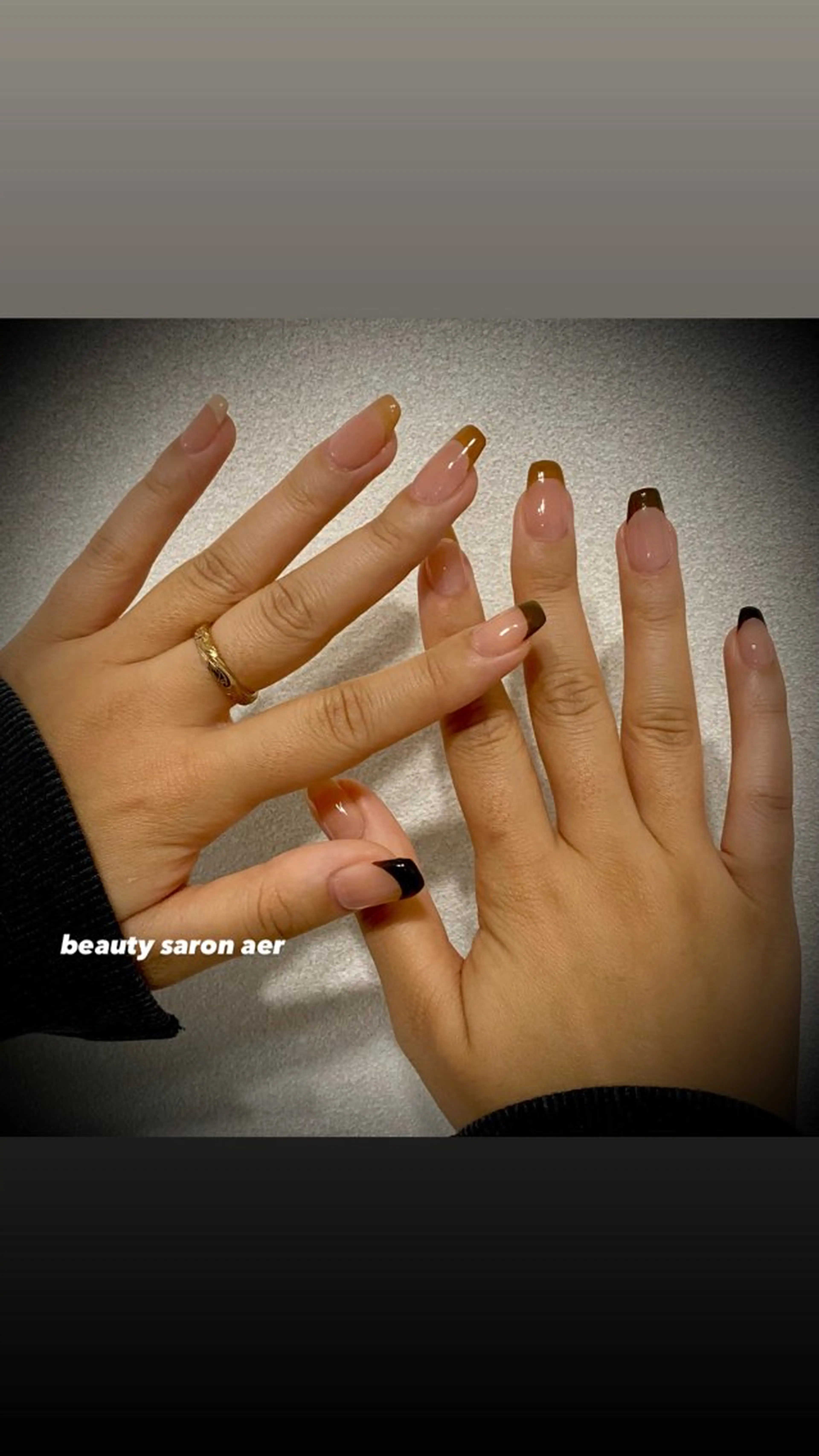 ネイル ブラウン フレンチネイル ハンドネイル デコパーツが得意♪ ネイル/眉毛/エステの眉毛・アイブロウイメージ