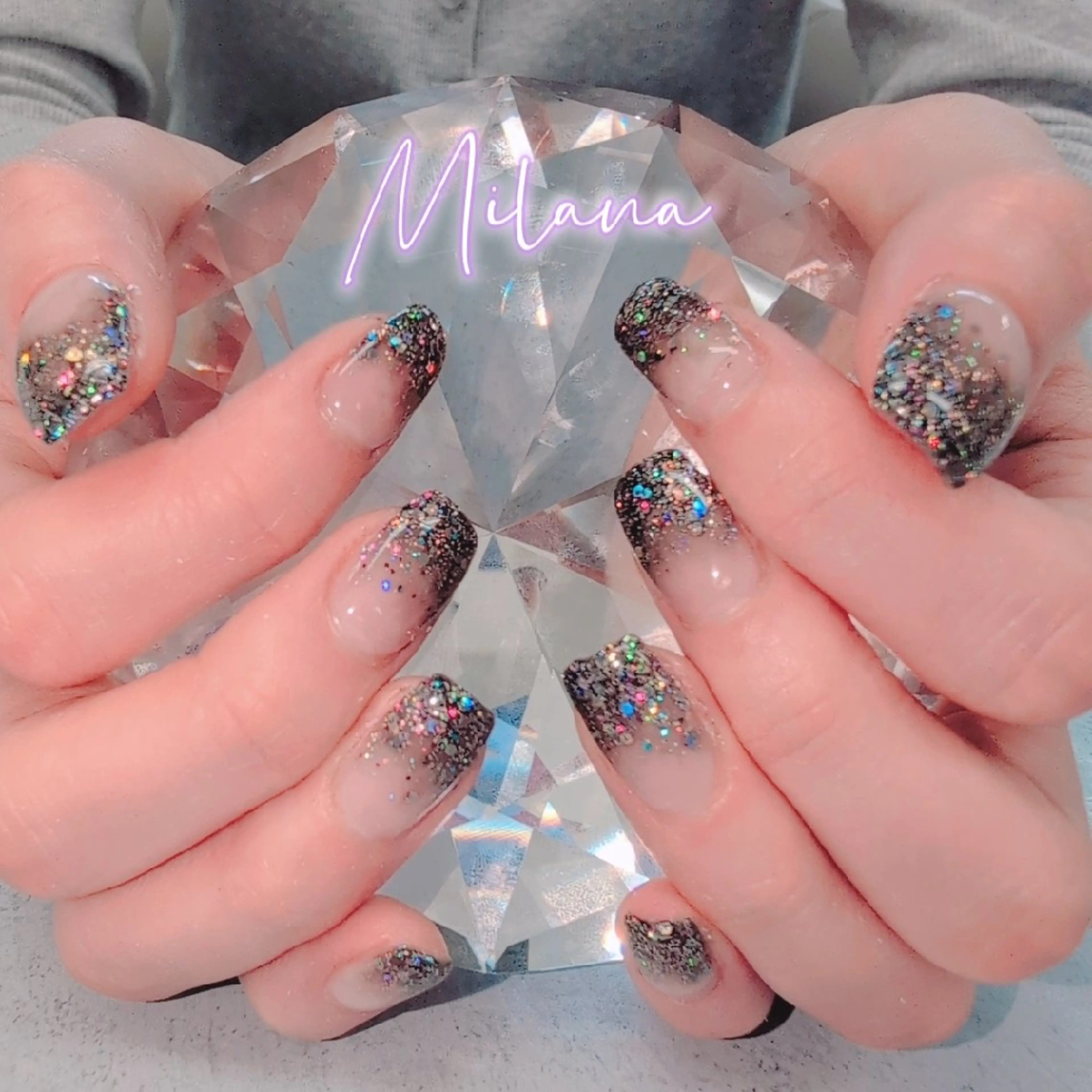 ネイル グラデーション ラメ(グリッター) ラメグラデーション ハンドネイル Milana 川瀬のネイルデザイン