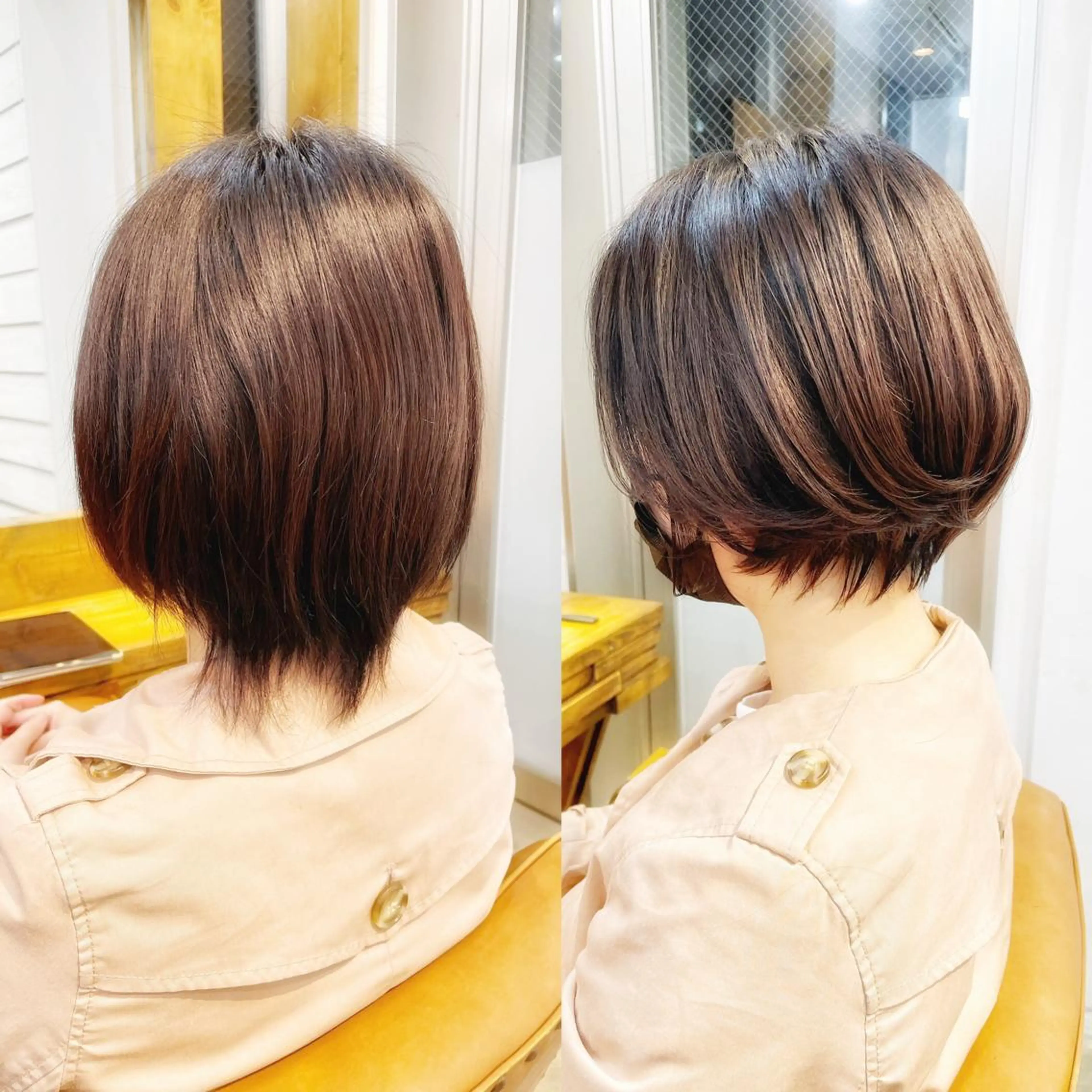 ショート カラー ショートボブ アッシュ ボブ シースルーバング ショートヘア カット ヘアカラー newline銀座所属・👑銀座ショート/ 絶壁補正/金子涼👑のヘアスタイル