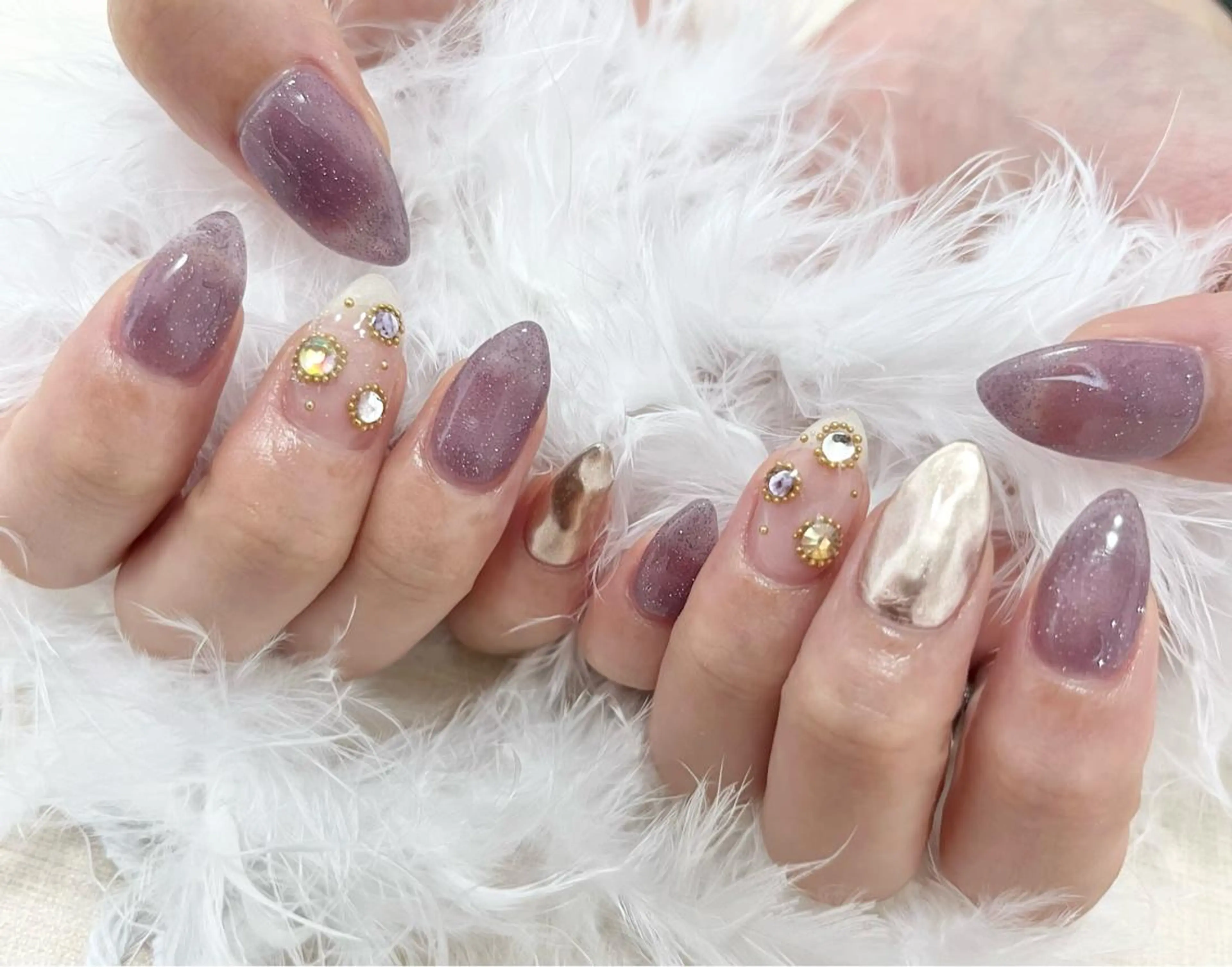 ネイル フラッシュネイル ミラーネイル わたなべ さやかのネイルデザイン