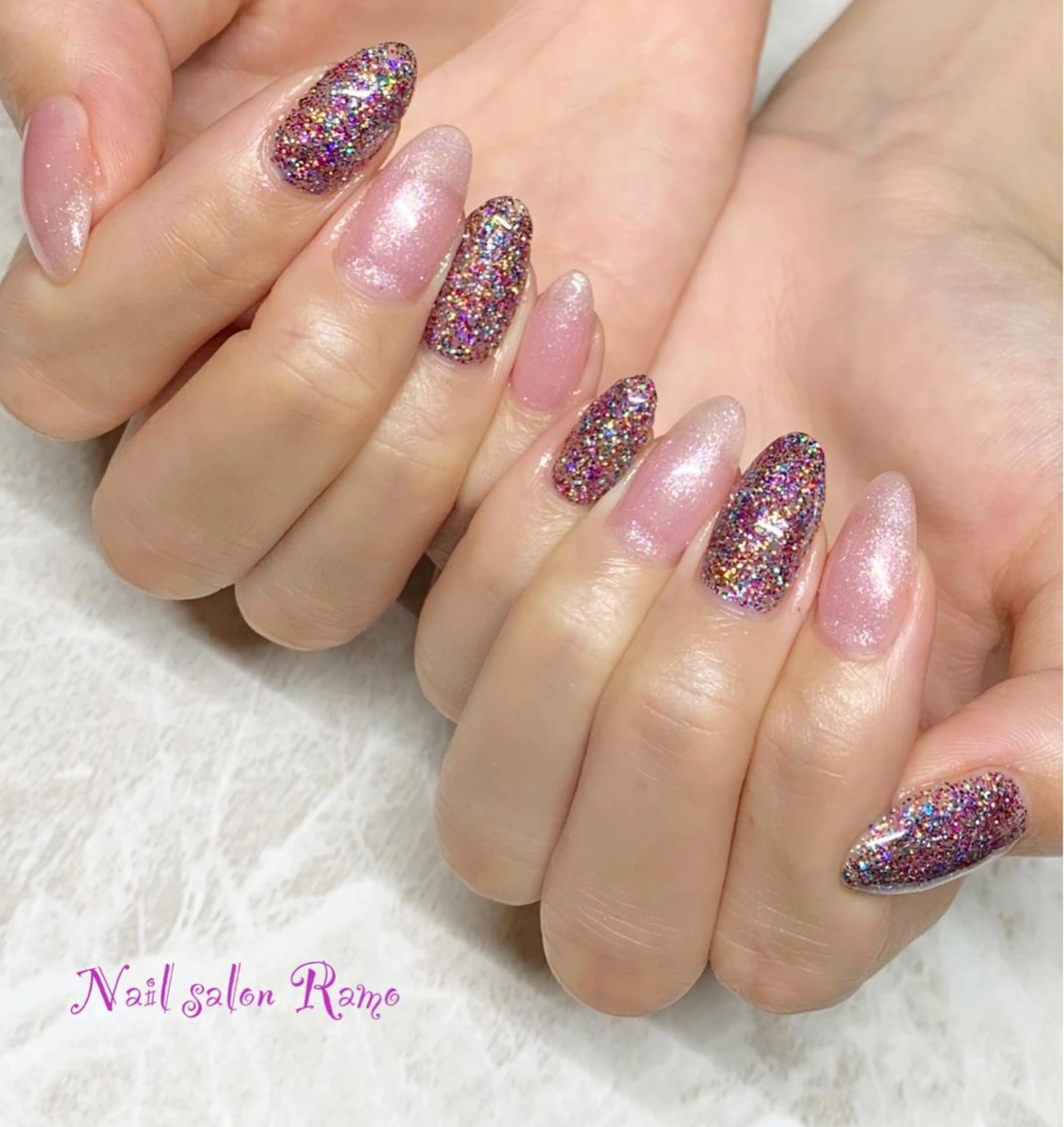 ネイル アートネイル ブルー ジェルネイル ラメ(グリッター) ワンカラーネイル Nail salon Ramo所属・松田 祥子のネイルデザイン