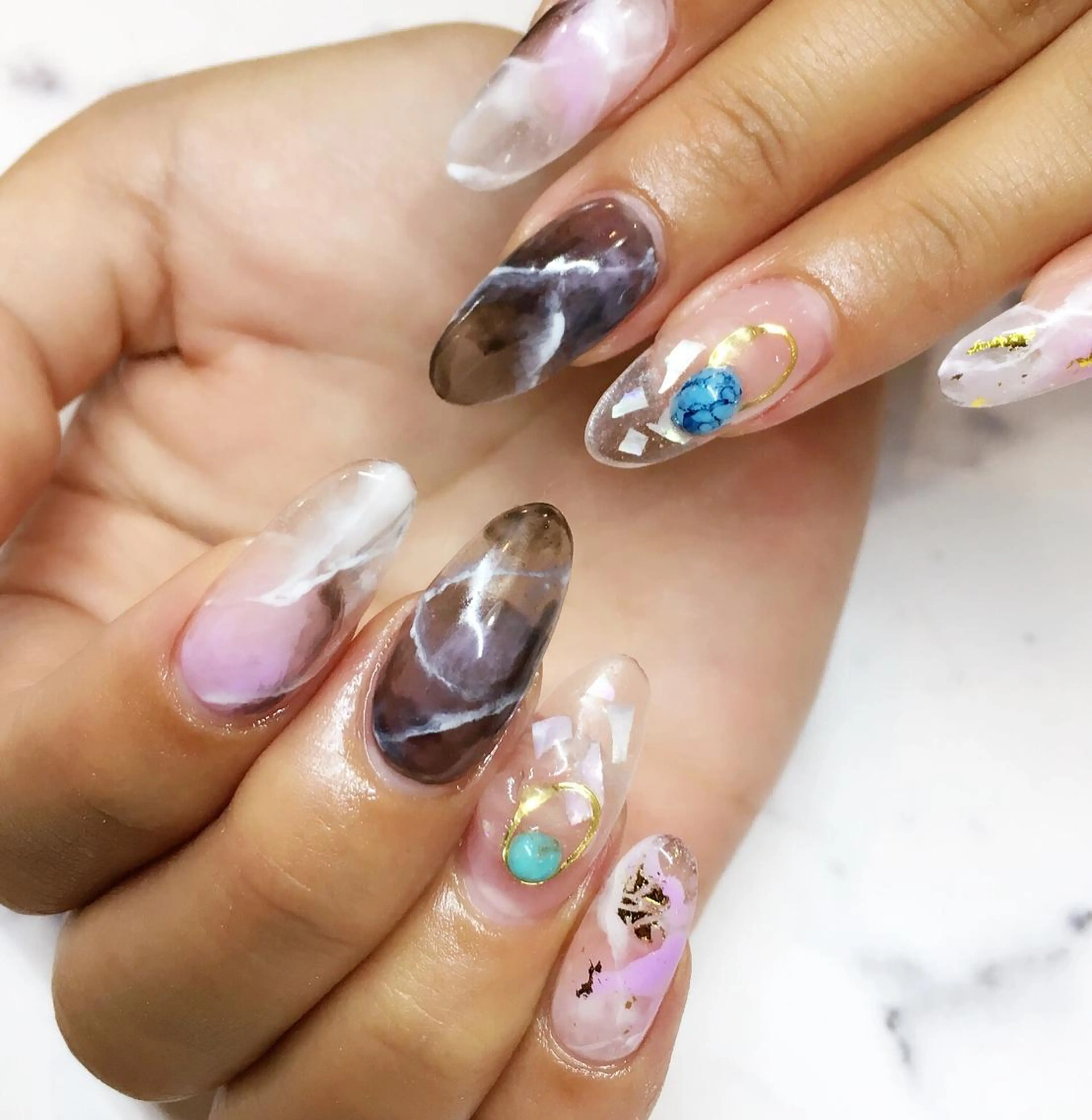 ネイル アートネイル 大理石ネイル(マーブル) 持ち込み スカルプネイル nail salon Soeurのネイルデザイン