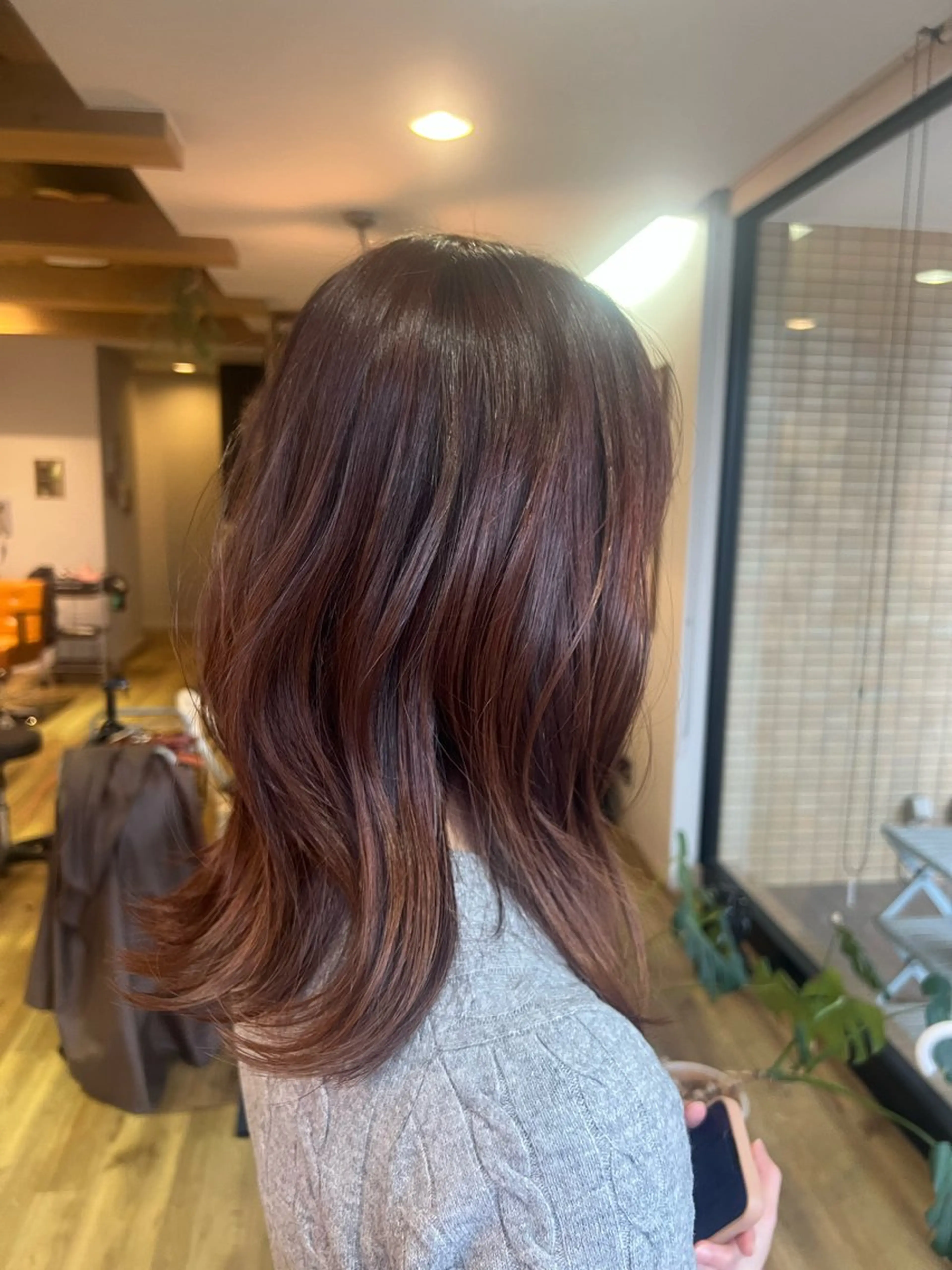 ミディアム カラー ブラウンカラー レッドカラー レッドブラウン カット ヘアカラー トリートメント 堀 望美のヘアスタイル