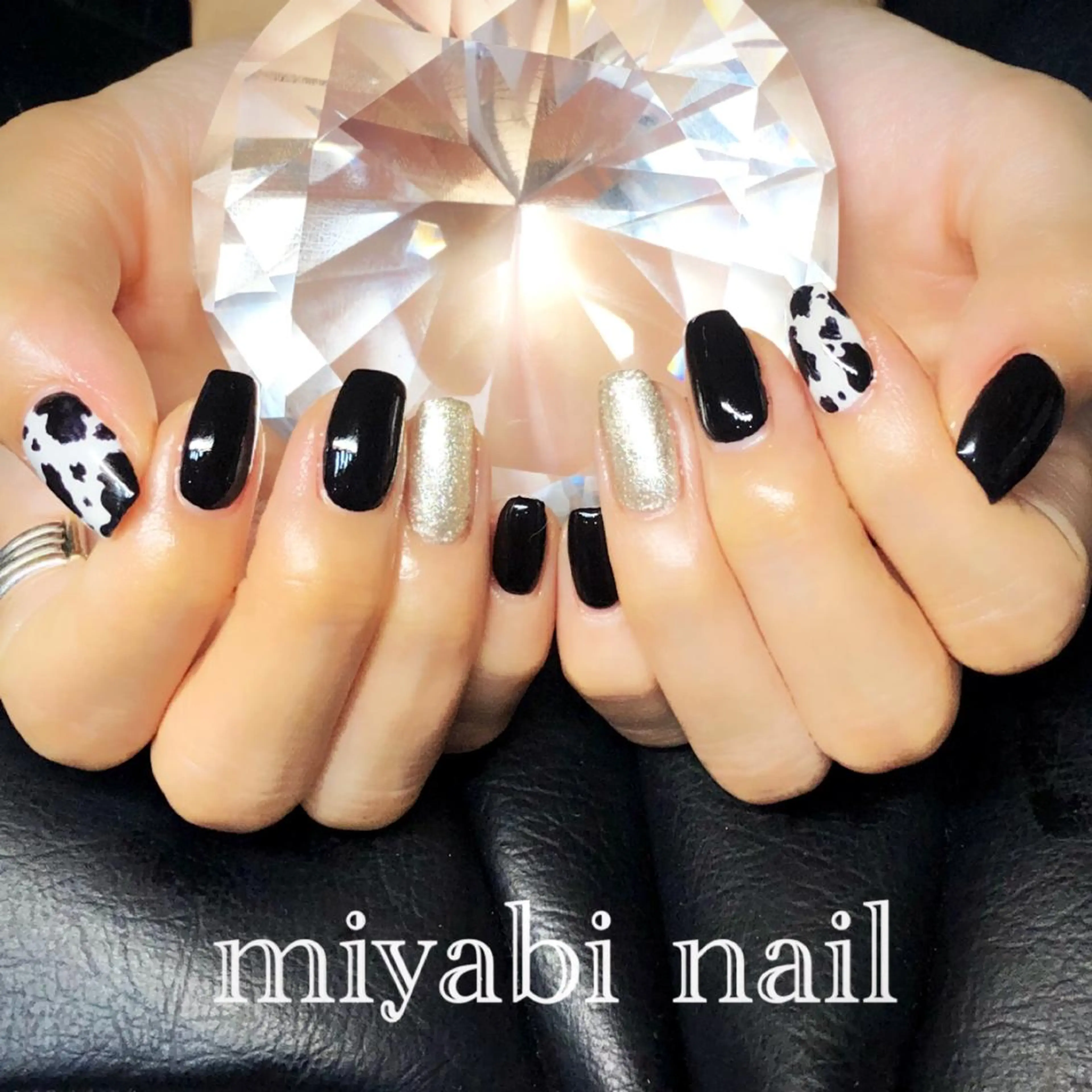 ネイル アートネイル 持ち込み スクエアネイル ハンドネイル miyabi nail 桂川駅近くのネイルデザイン