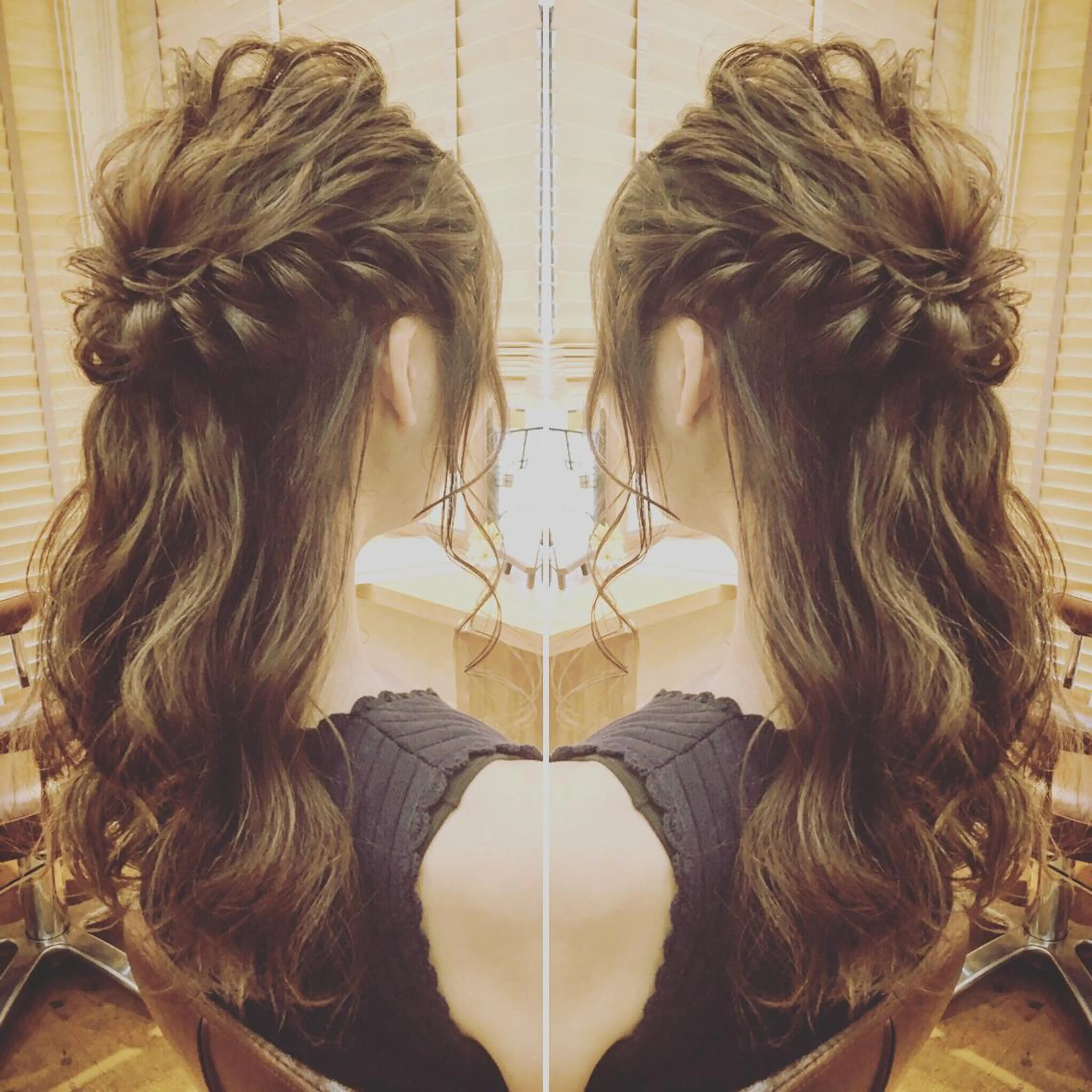 セミロング ヘアアレンジ ハーフアップ ✨🌿大人可愛い愛さ れhair🌿✨松本のヘアスタイル