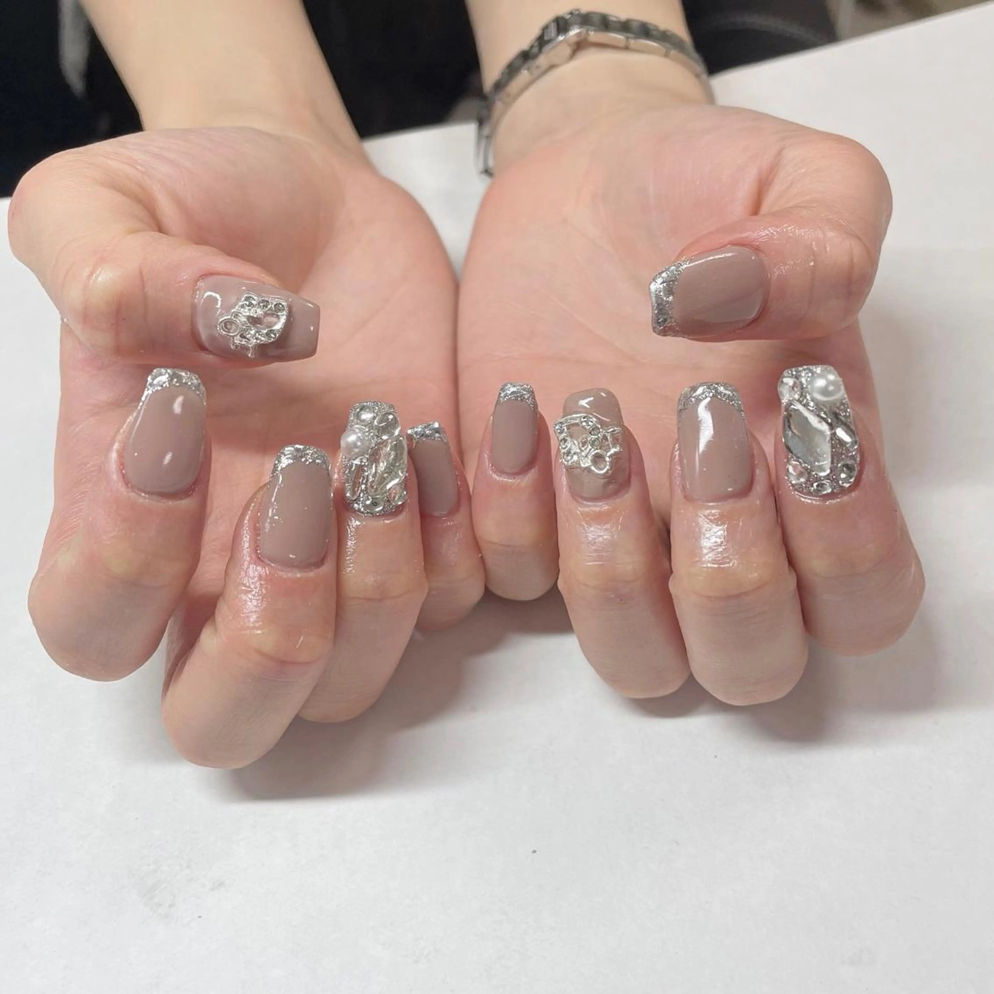 ネイル フレンチネイル ガラスフレンチ ハンドネイル 🔷ﾐﾅﾐﾈｲﾙ🔷 やり放題ネイル渋谷2のネイルデザイン