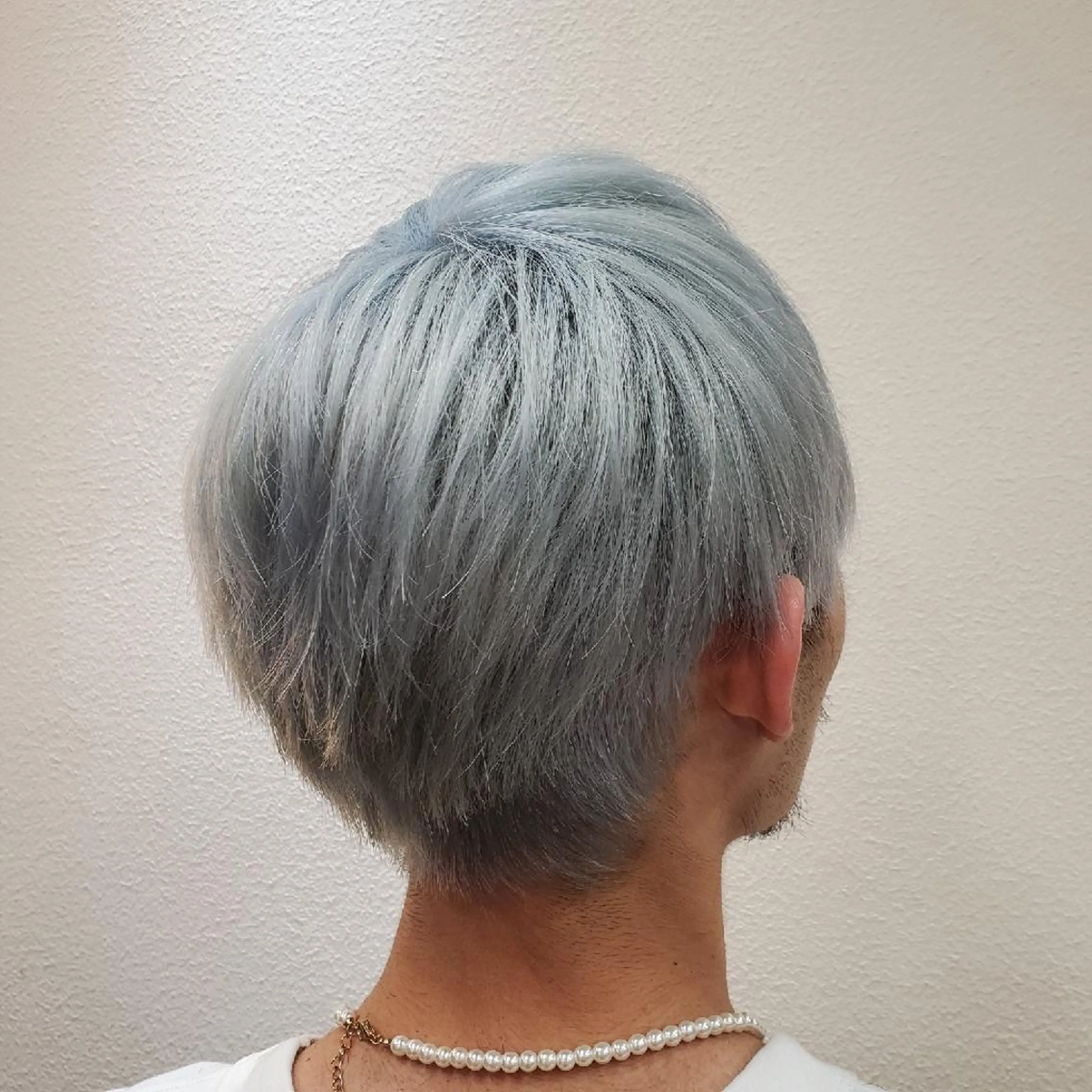 ショート カラー メンズ シルバー ホワイトシルバー 推しアニメカラー🌈 ツヤ透明感カラー🦄のヘアスタイル