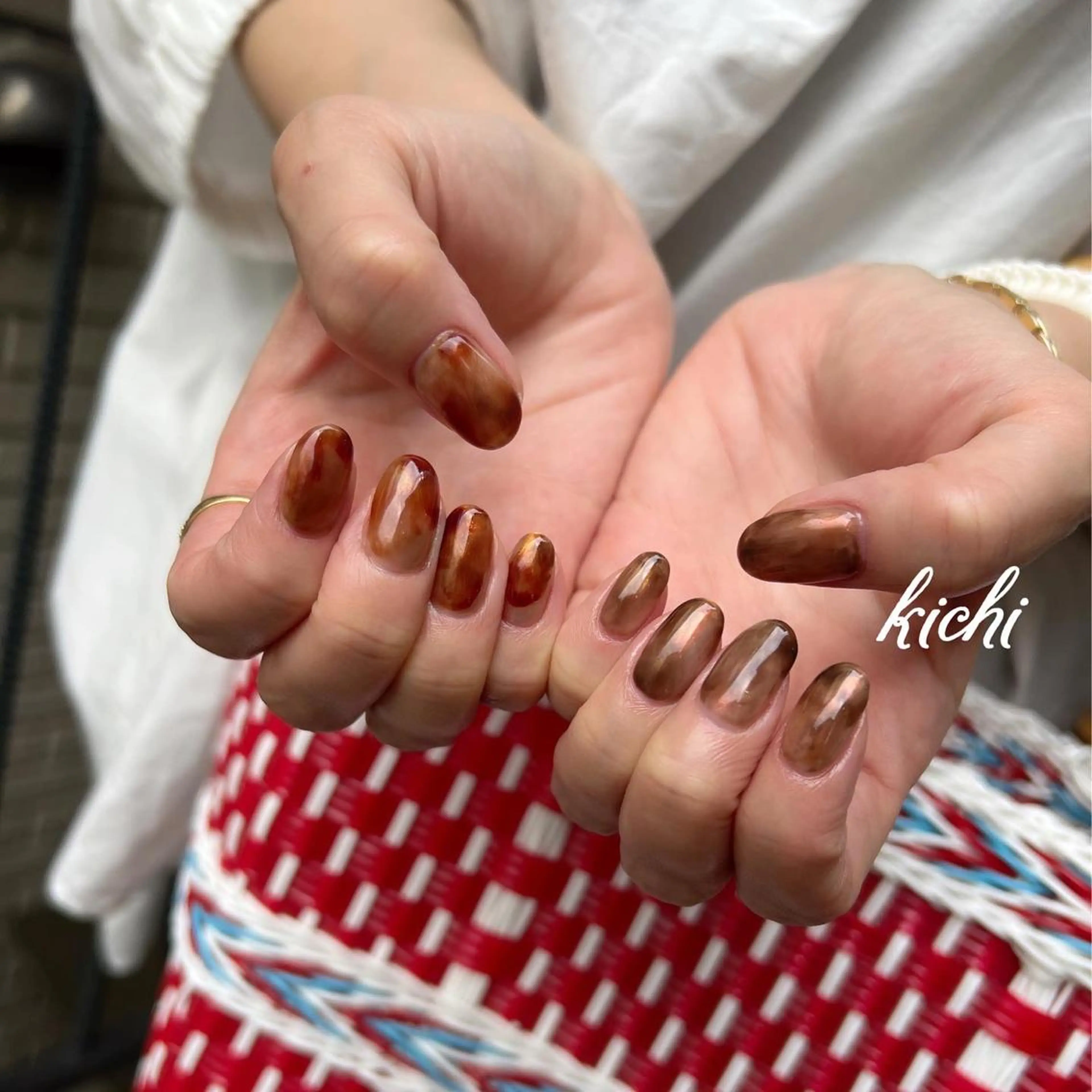 ネイル べっ甲ネイル ジェルネイル 持ち込み ニュアンスネイル パラジェル kichi･:* みじゅのネイルデザイン