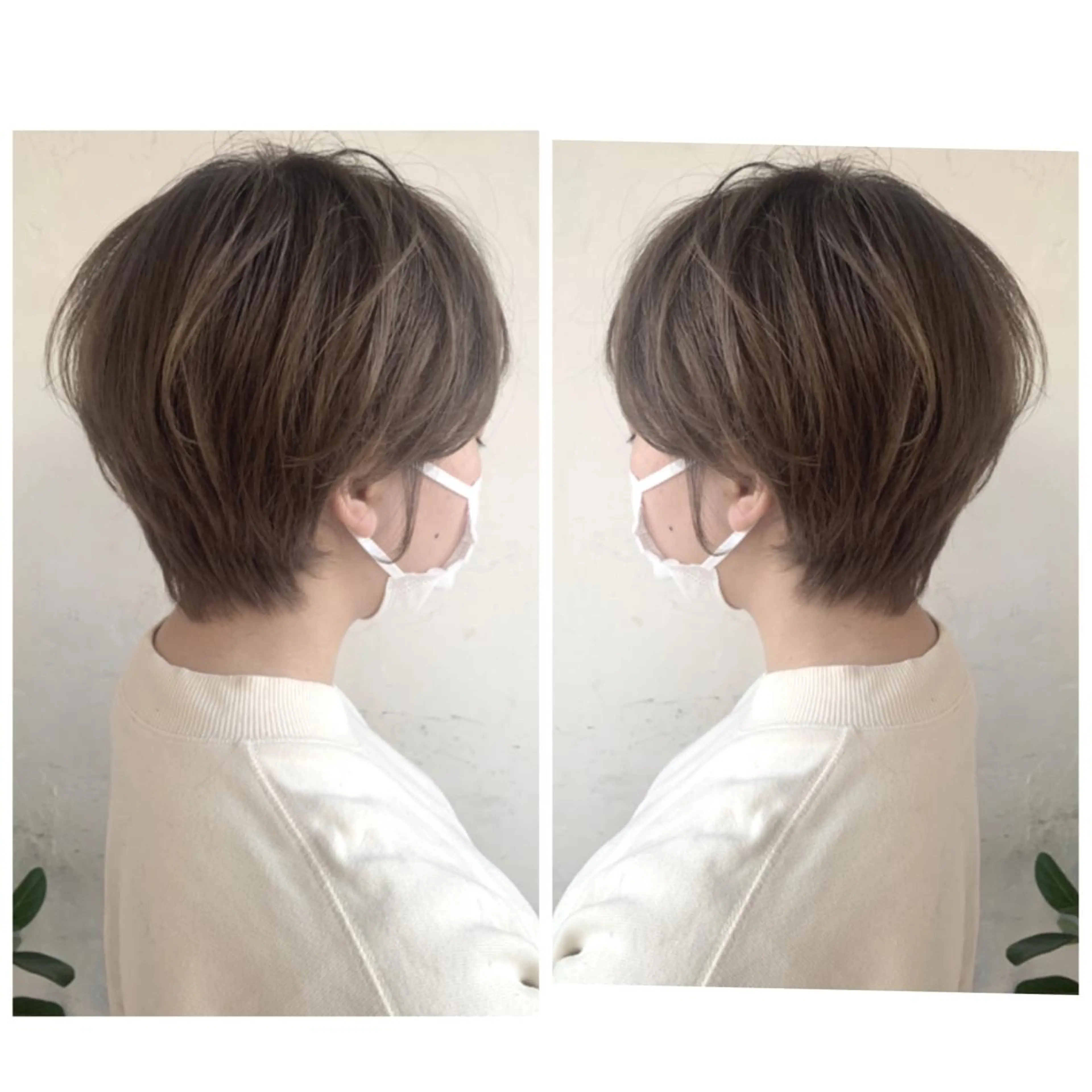 ショート カラー バレイヤージュ ブラウンカラー ココアブラウン デザインカラー グラデーションカラー カット ヘアカラー 京都大人女性ショート 徒歩1分/秋山のヘアスタイル