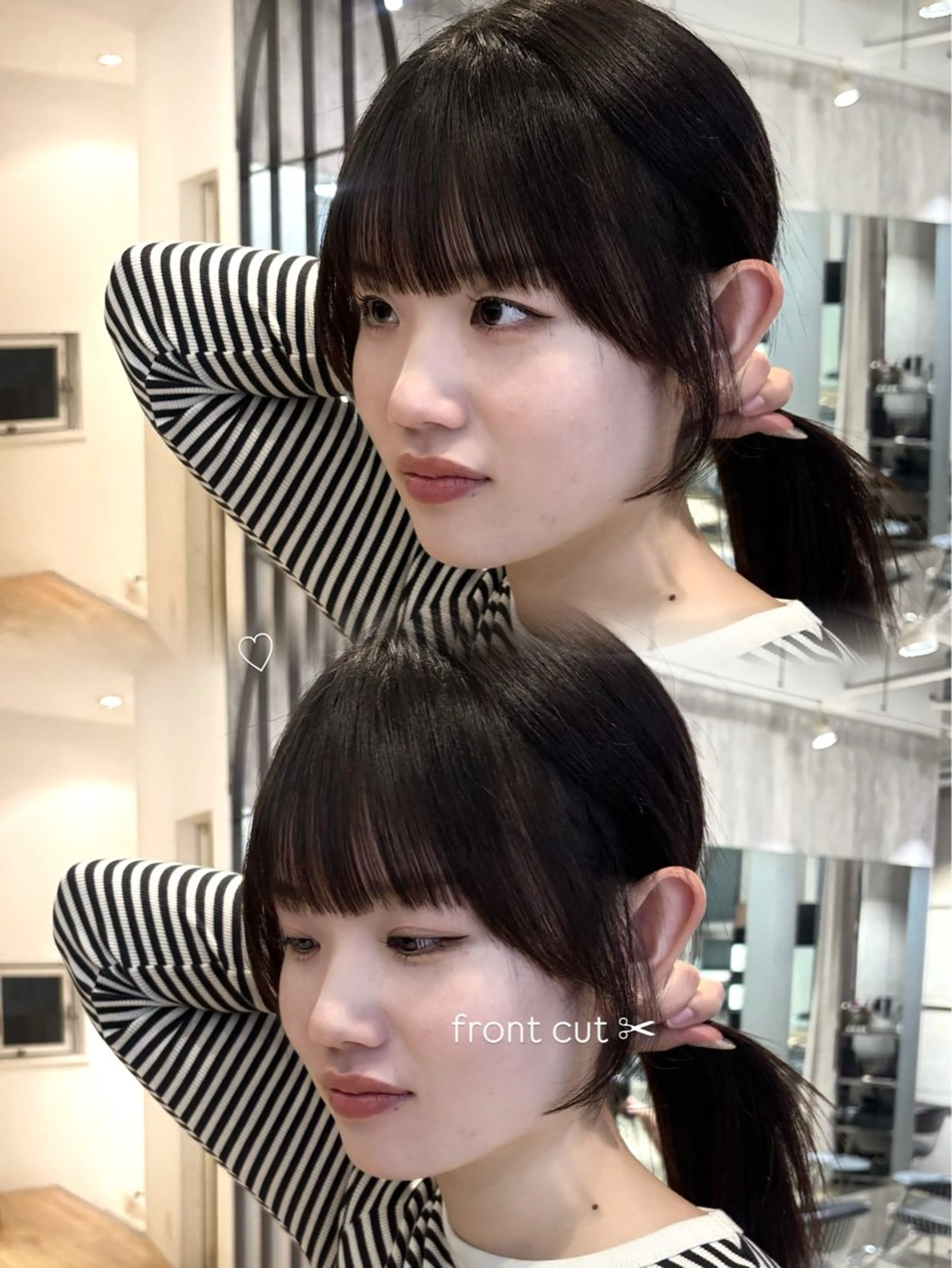 セミロング 顔周りカット カット 西田 美侑/カットモデルのヘアスタイル