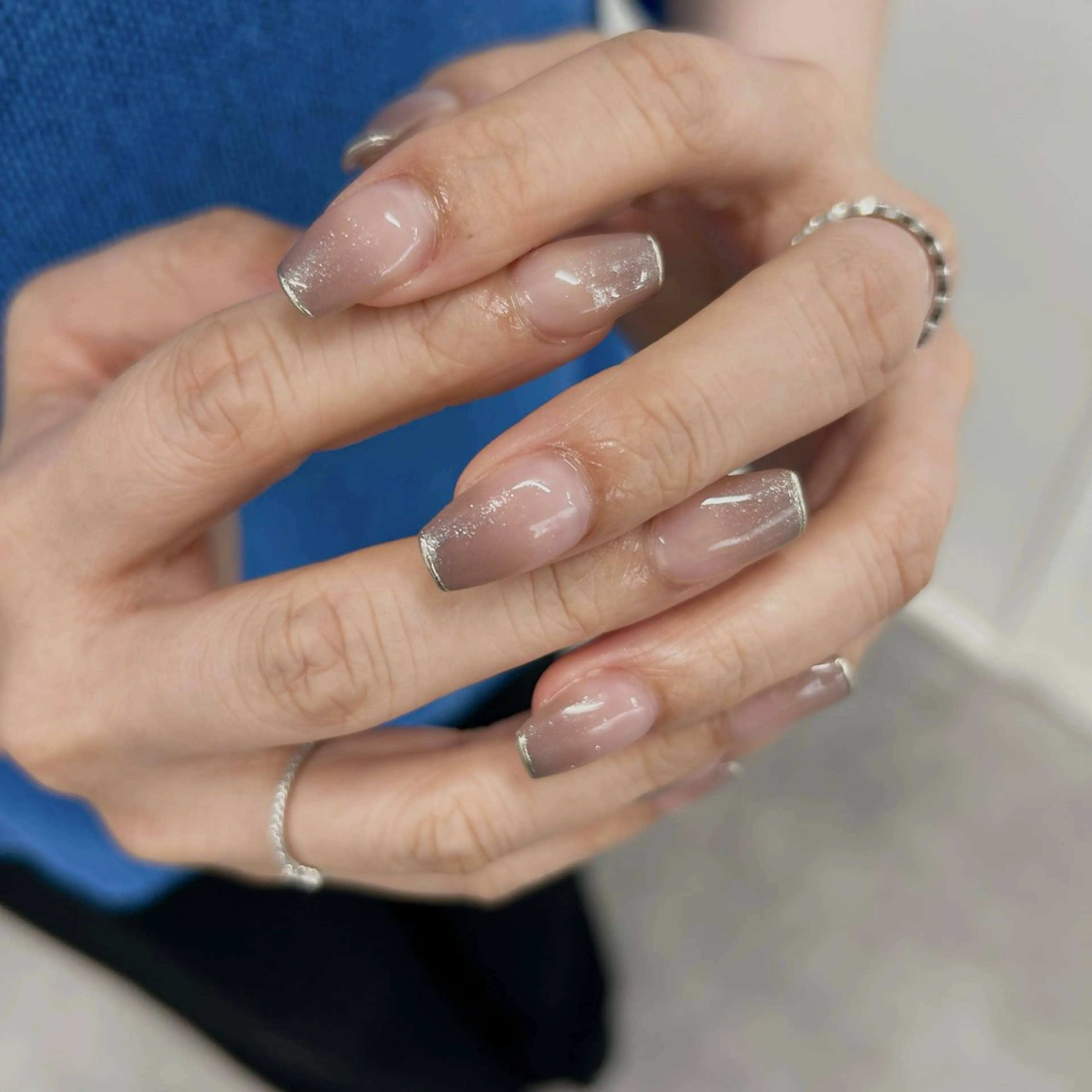 ネイル フレンチネイル グラデーション ミラーネイル 🤍meiru 🤍ネイリストのネイルデザイン