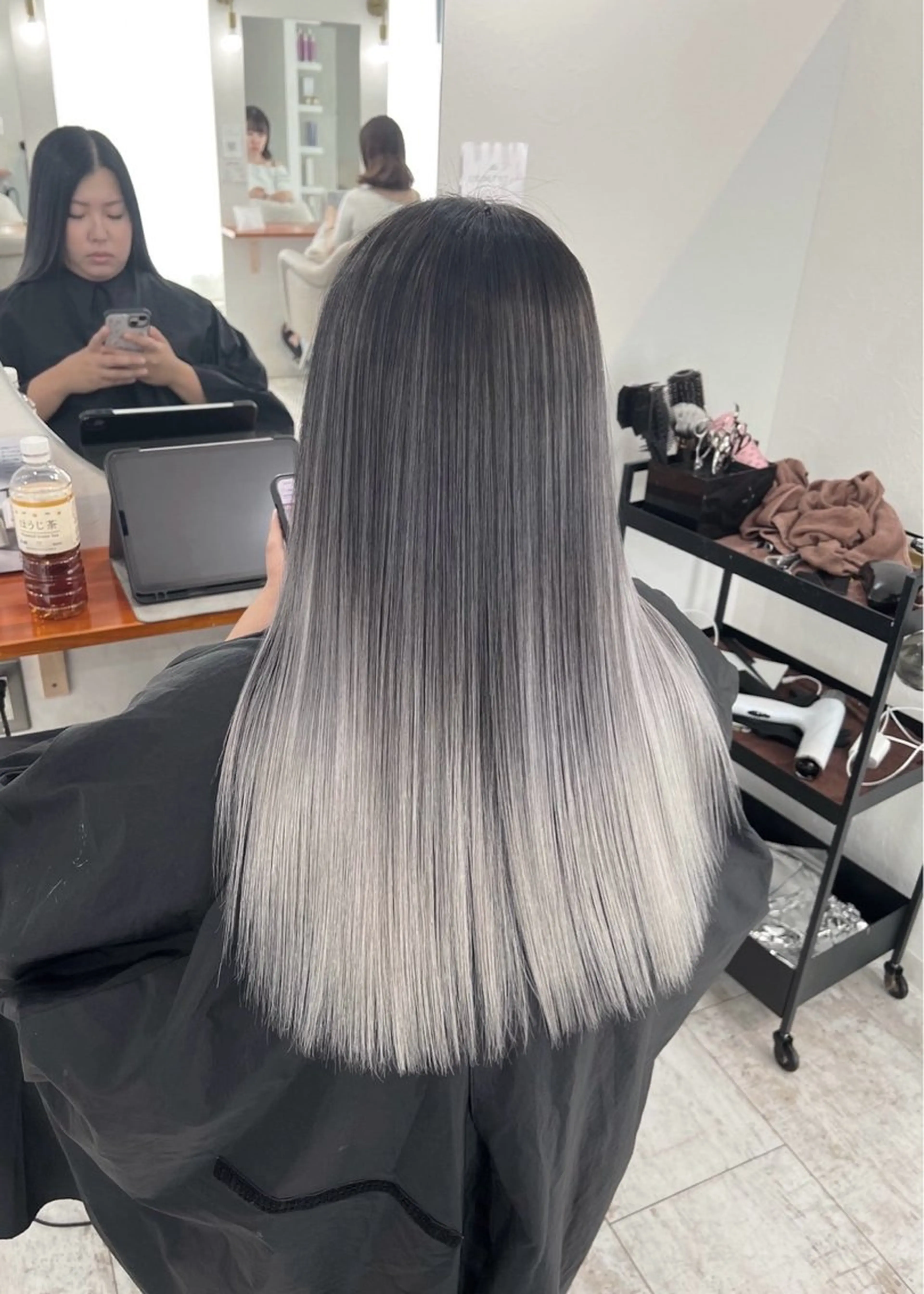 ロング カラー バレイヤージュ シルバー ホワイトシルバー レイヤーカット ヘアカラー トリートメント ROBIN所属・指名数No.1 /NAOYAのヘアスタイル