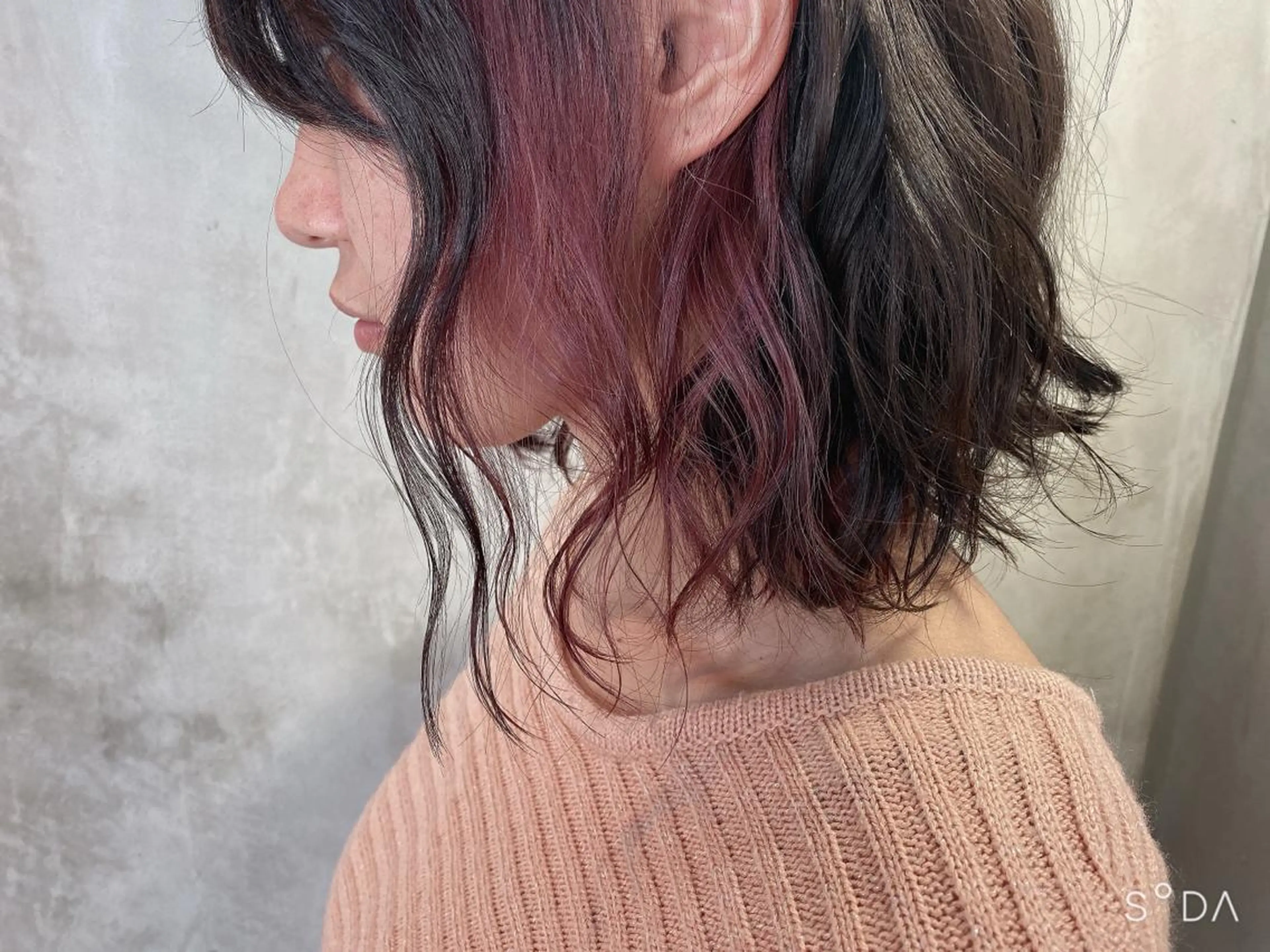 ミディアム カラー ヘアアレンジ インナーカラー ラベンダーカラー ピンクカラー ピンクラベンダー stylist/蛯谷 珠里のヘアスタイル