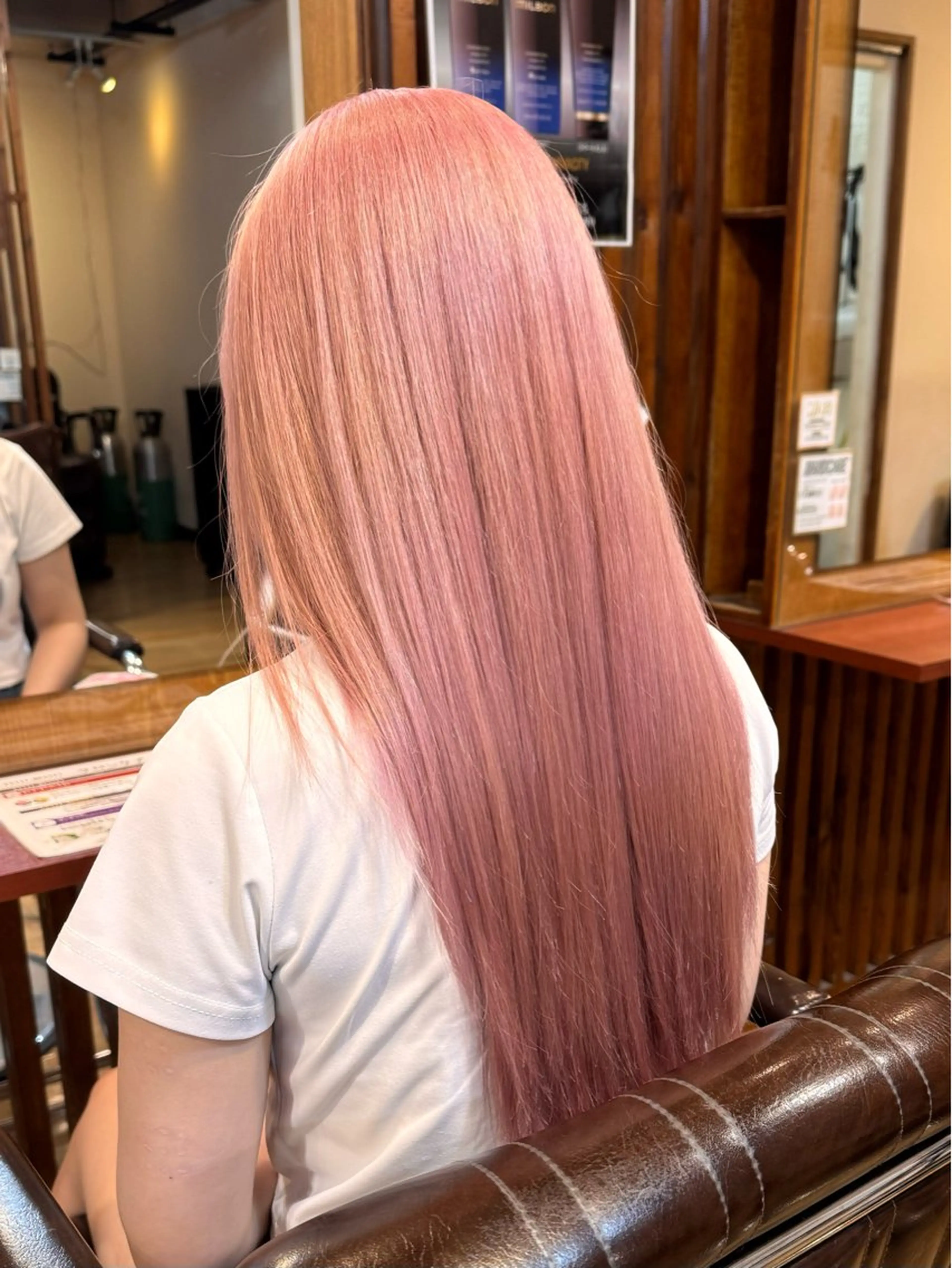 セミロング ヘアカラー ルーツ/ デザイン/ ハイトーン/おこのぎのヘアスタイル